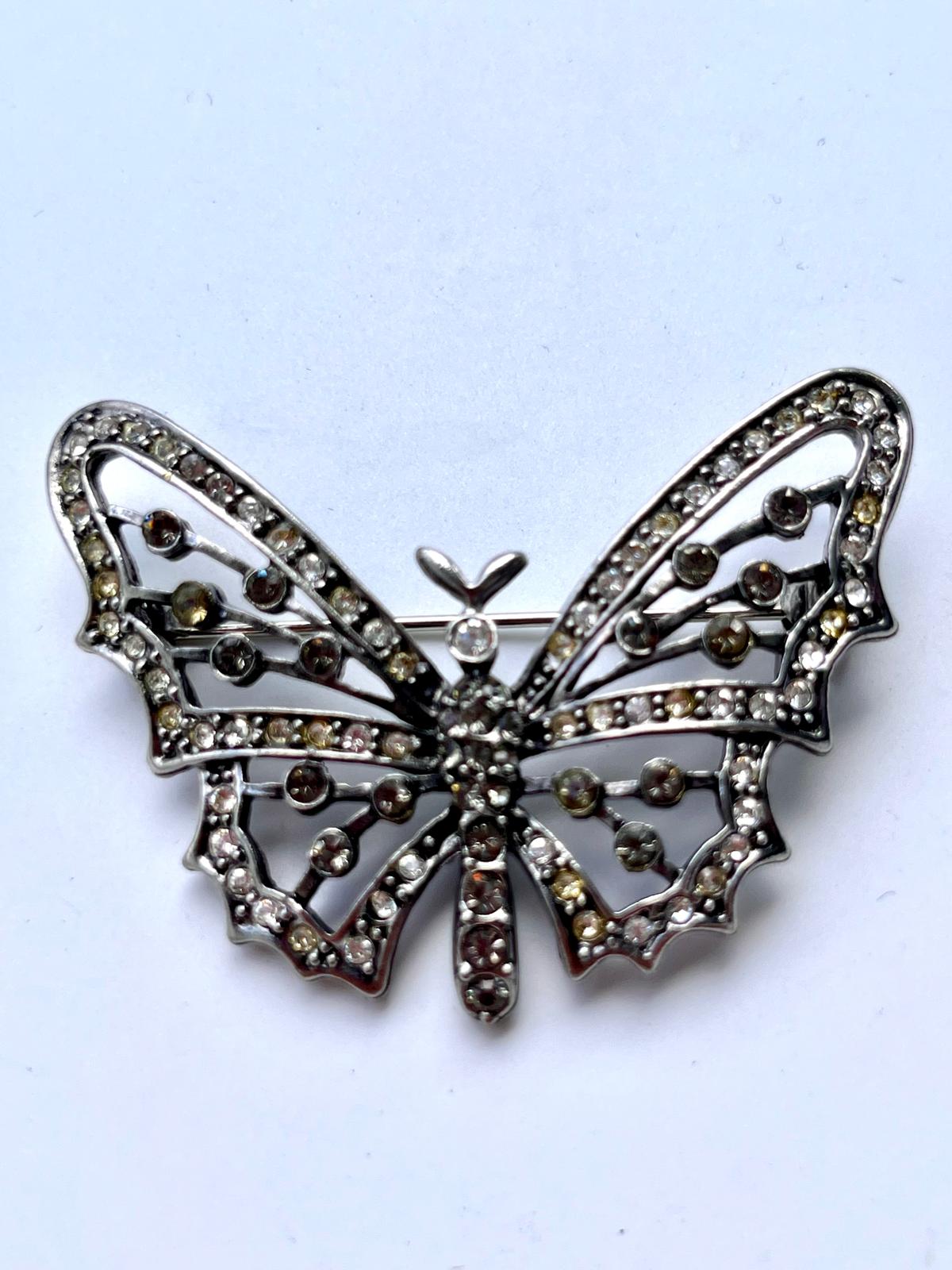 8465 Vintage Schmetterling Swarovski Kristallen Brosche 50mm