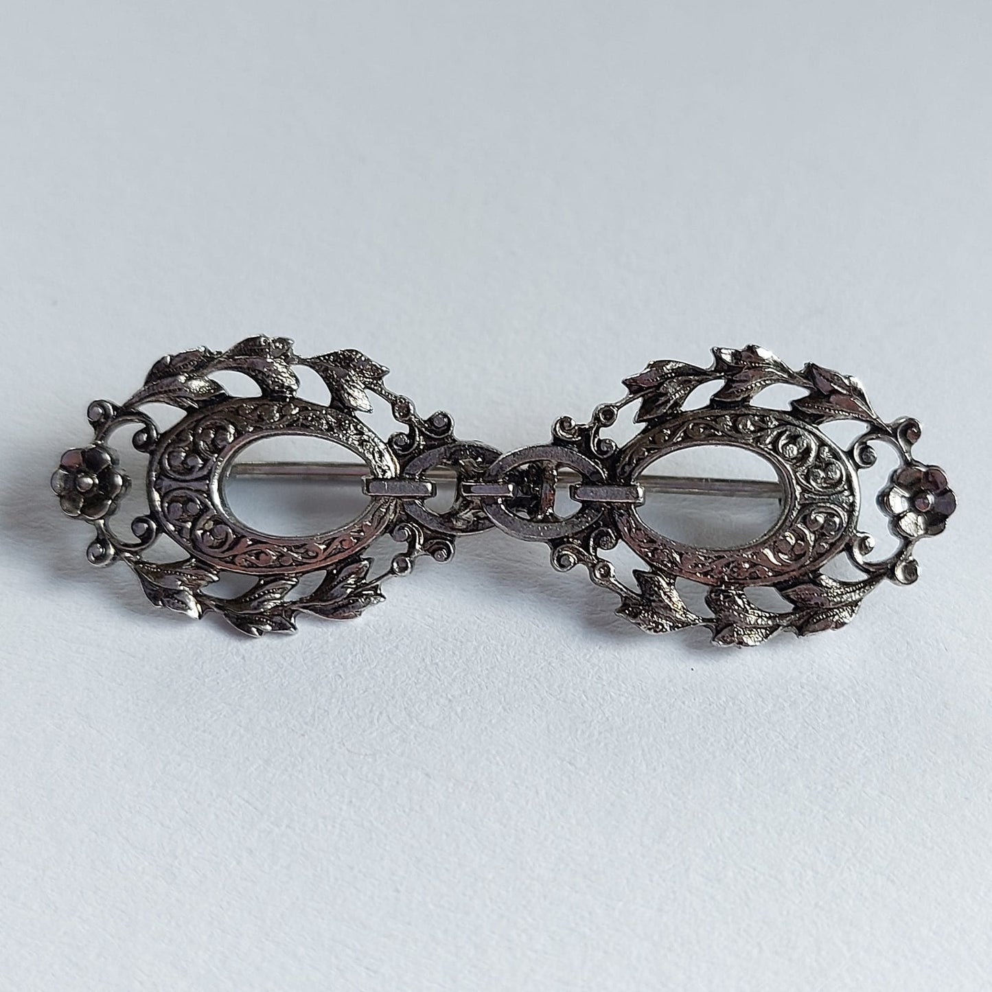 Vintage Blattranken Trachten Brosche 45mm