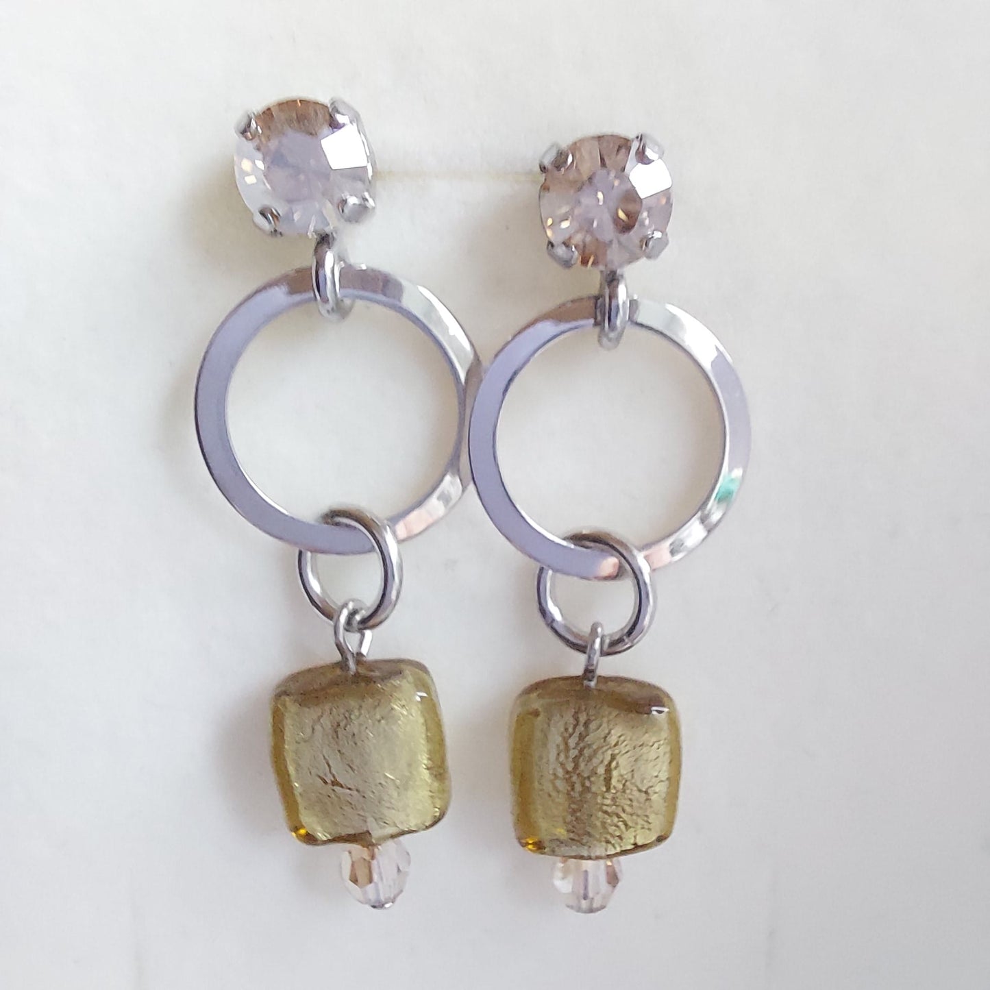 3295 Vintage-Ohrringe mit Swarovski Pearls 43mm
