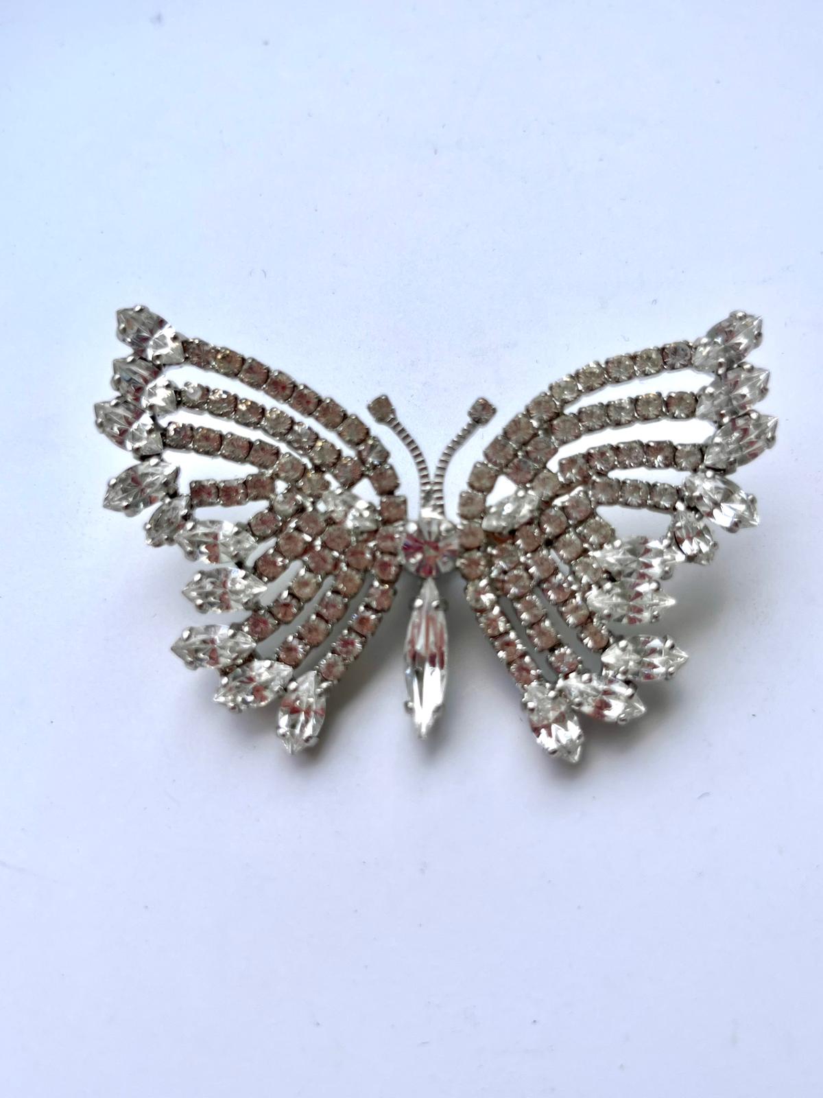 8464 Vintage Schmetterling Swarovski Kristallen Brosche 60mm