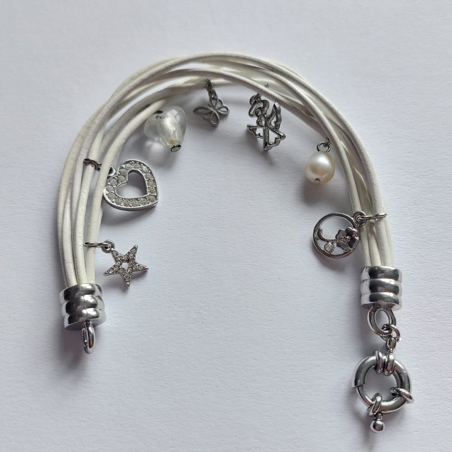 7947 Vintage Leder Charm-Armband 20cm