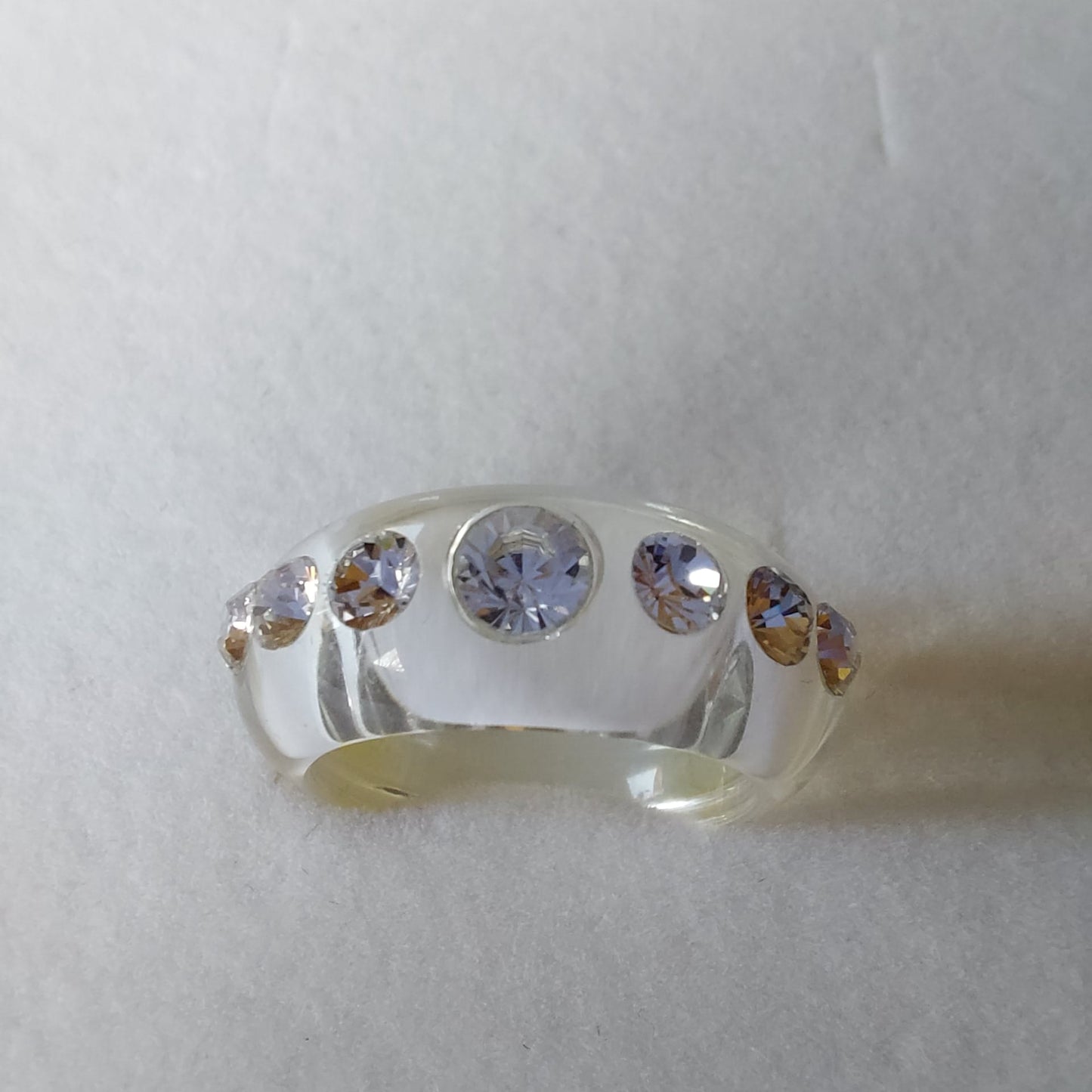 9863 Vintage Klarer Acrylring Mit Swarovski Kristallen