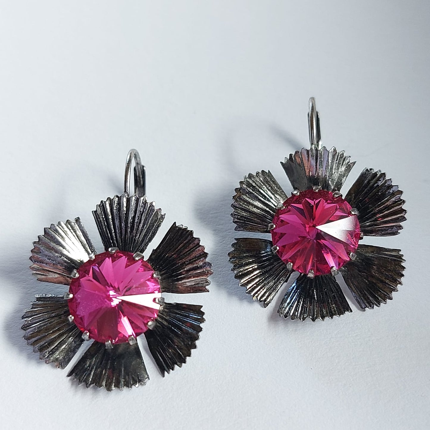 3531 Vintage-Ohrringe mit Swarovski Kristallen 30mm