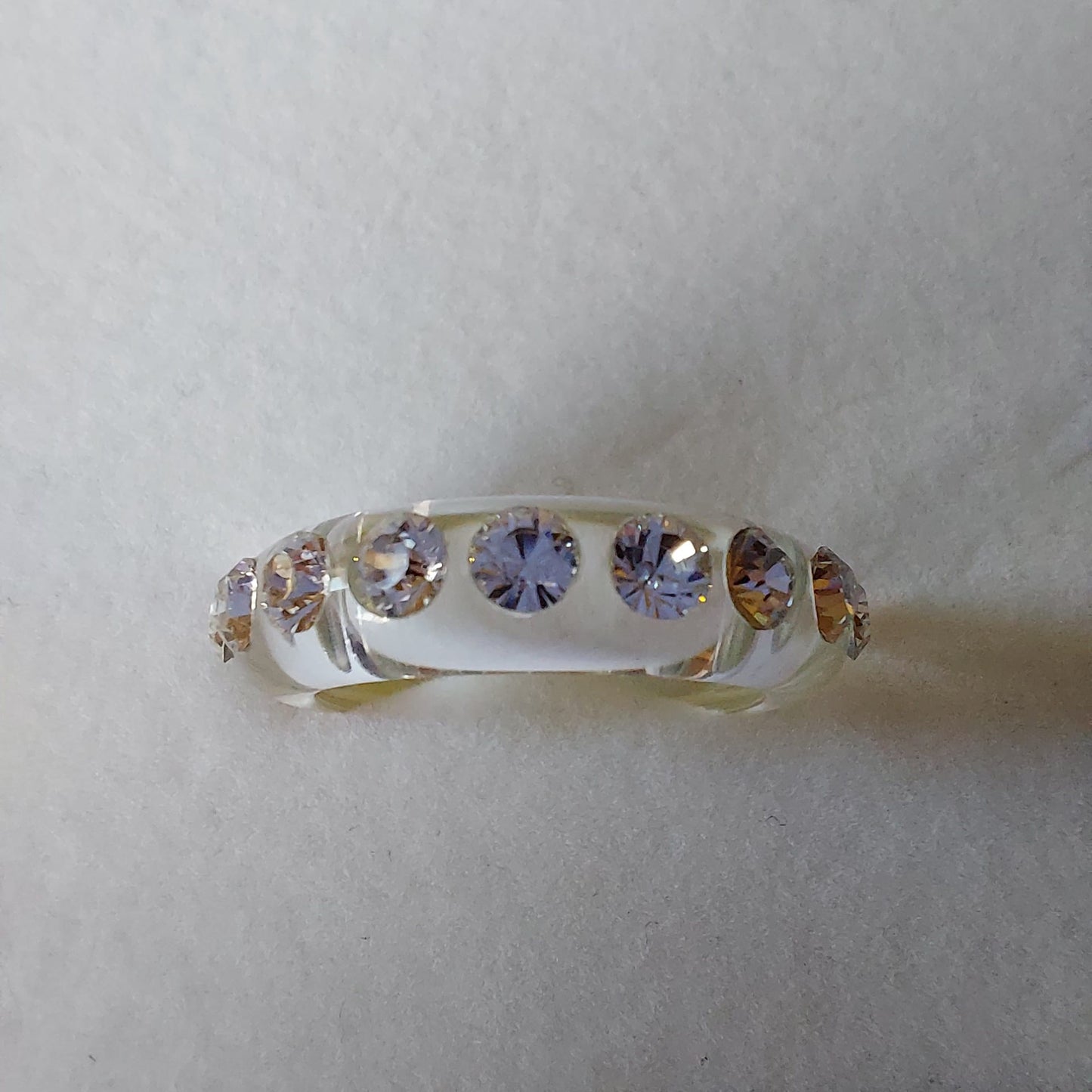 9865 Vintage Klarer Acrylring Mit Swarovski Kristallen