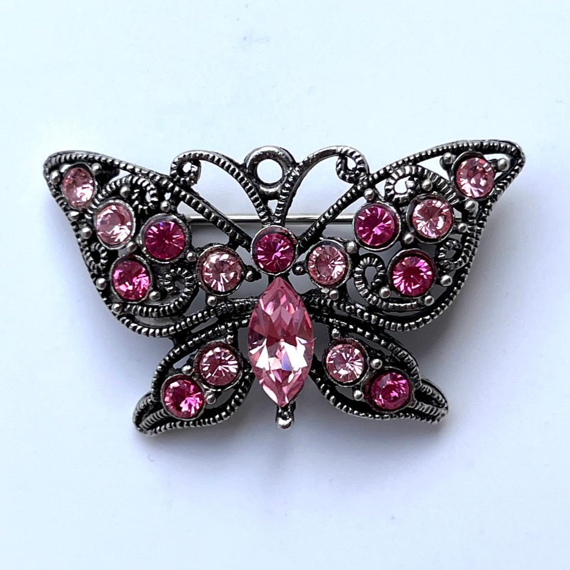 8443 Vintage Schmetterling Swarovski Kristallen Brosche 38mm