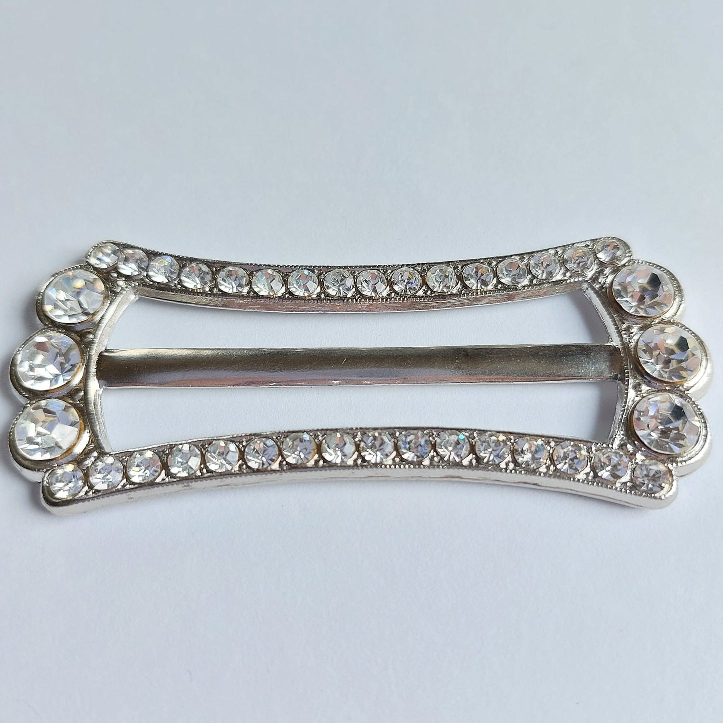 2017 Silberne Gürtelschnalle mit Swarovski Kristallen 83x35mm