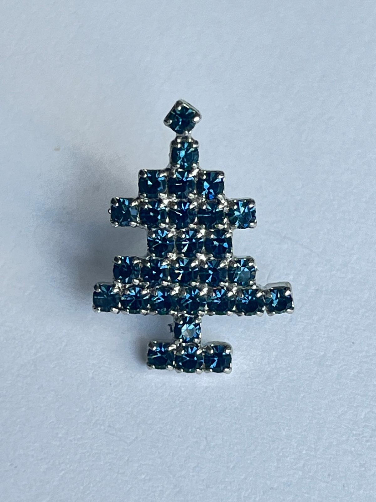 8614 Vintage Christbaum Swarovski Kristallen Brosche 20mm
