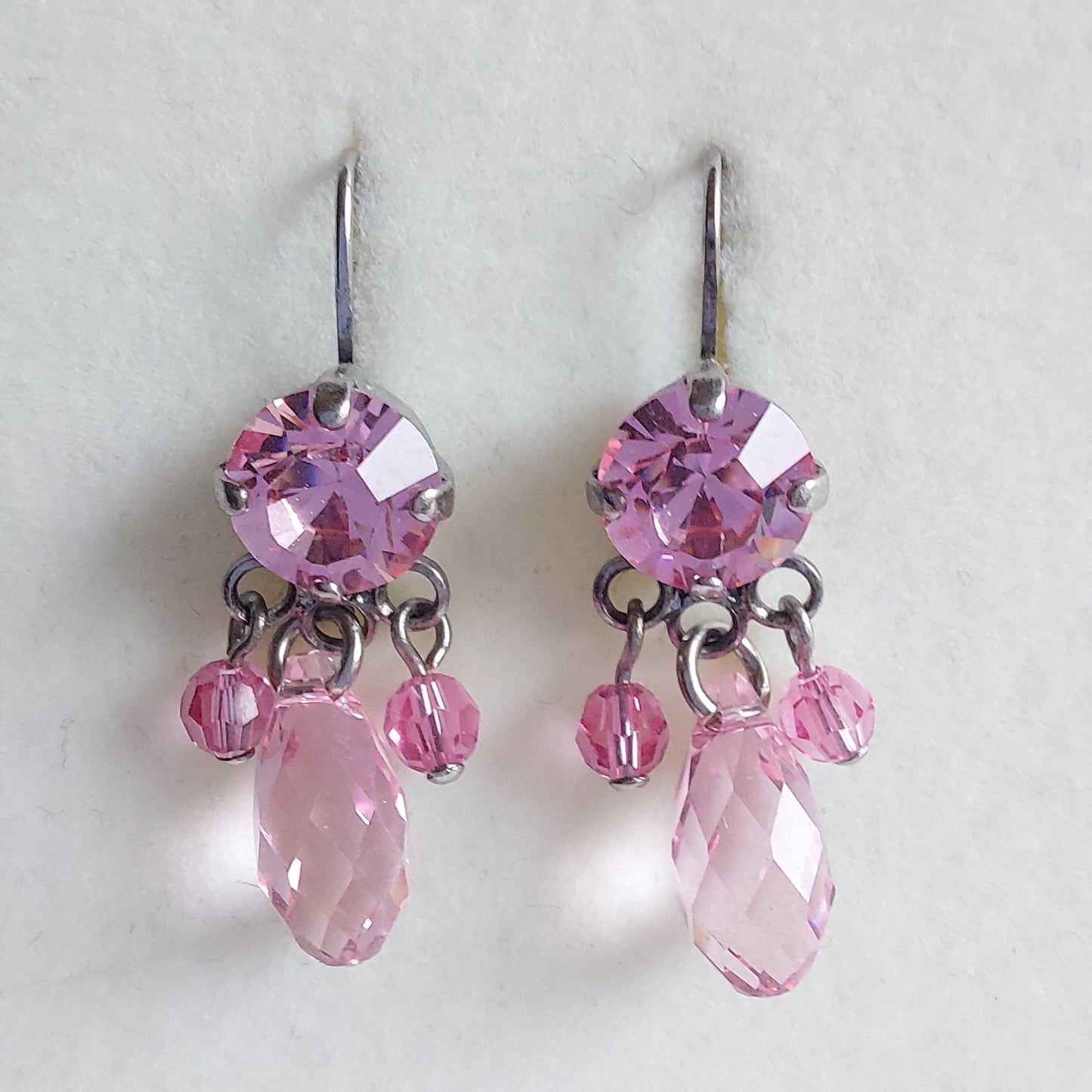 3197 Vintage-Ohrringe mit Swarovski Kristallen & Perlen 40mm