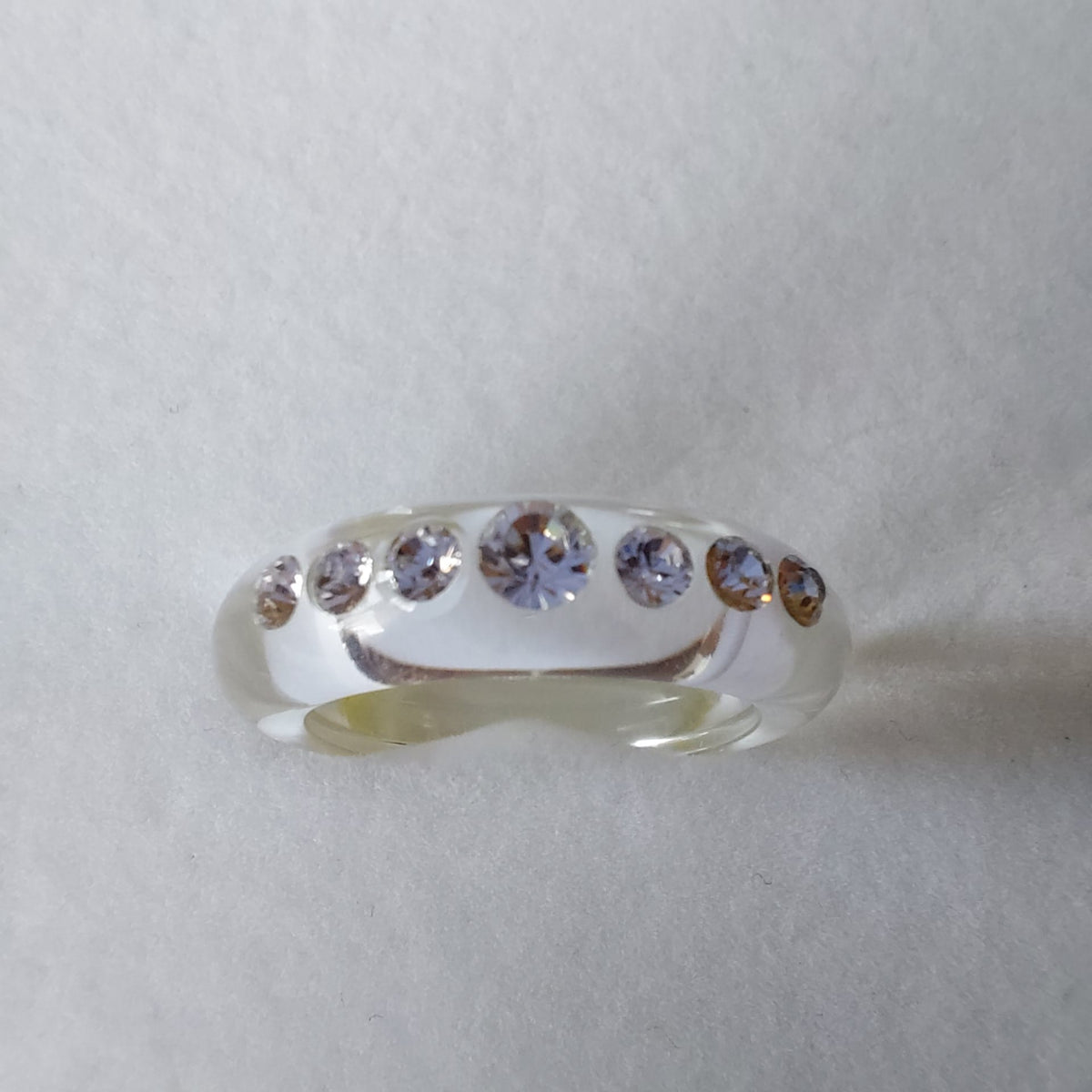 9862 Vintage Klarer Acrylring Mit Swarovski Kristallen