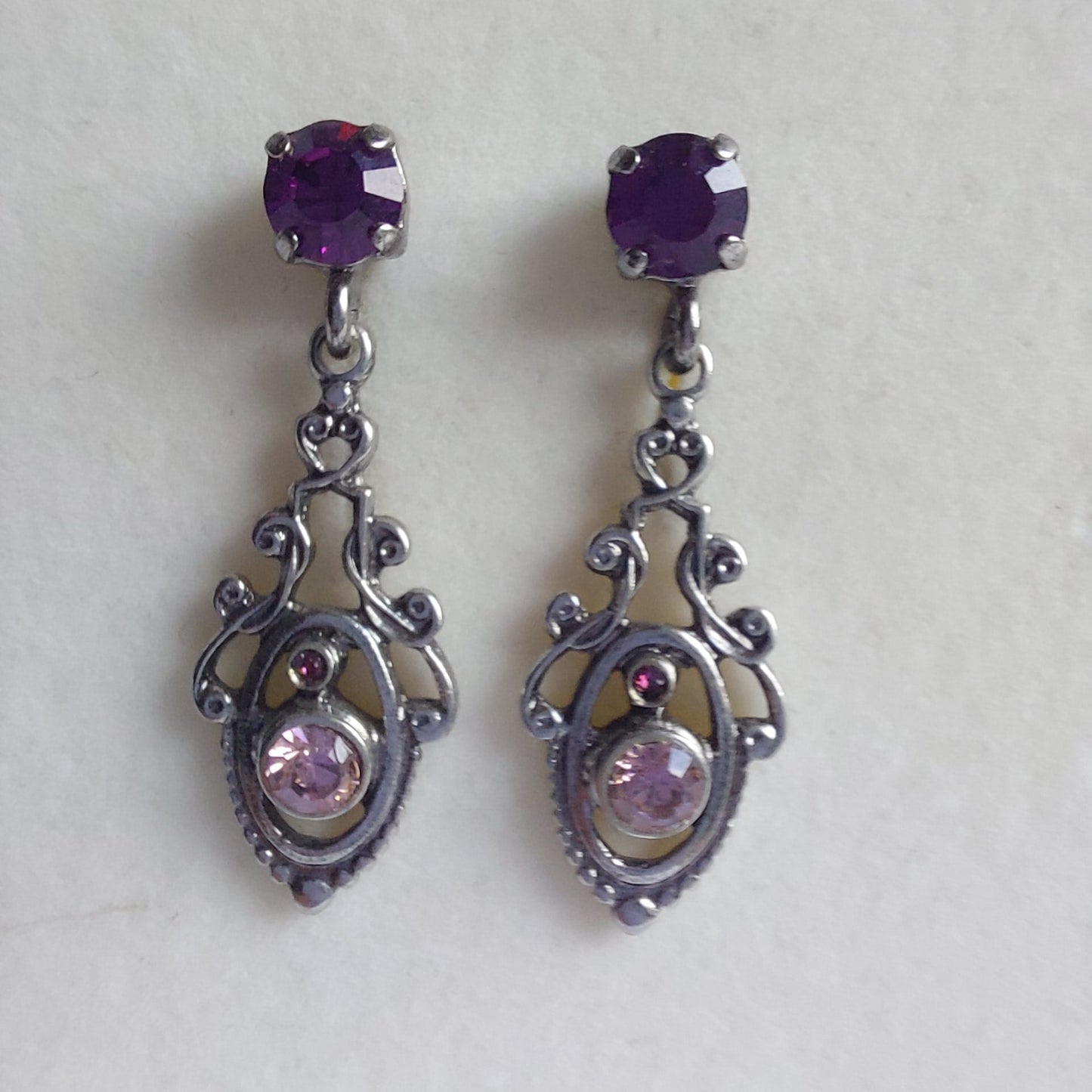 3493 Vintage-Ohrringe mit Swarovski Kristallen 37mm