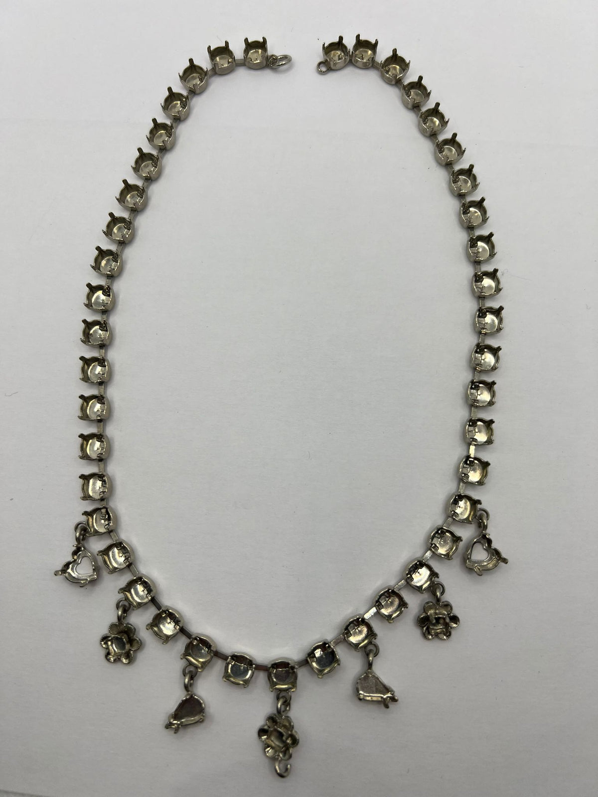 6433 Vintage leerer Halskette mit Anhänger zum Befüllen mit Swarovski Kristallen 39cm