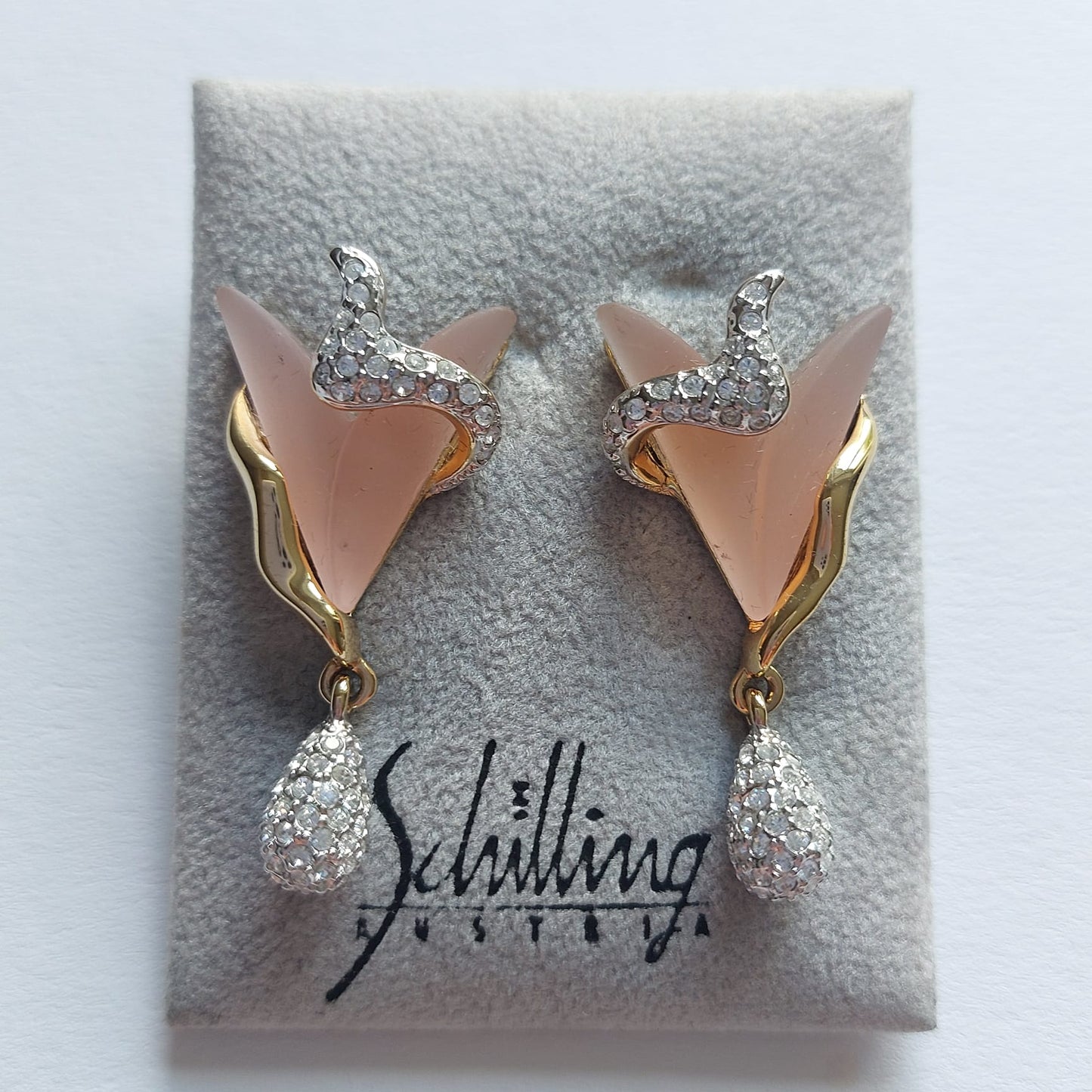 Original Vintage Schilling Austria Ohrringe Rosa Matt 40mm