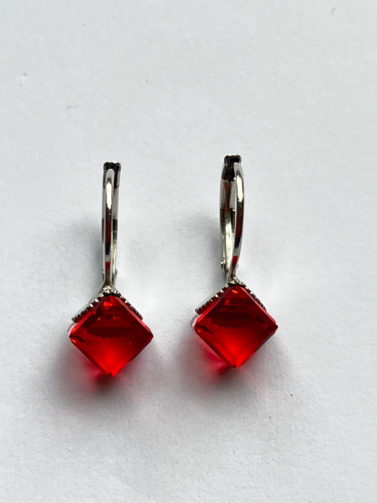 3049 Vintage Swarovski Kristallen Ohrhänger Hellrot 6mm