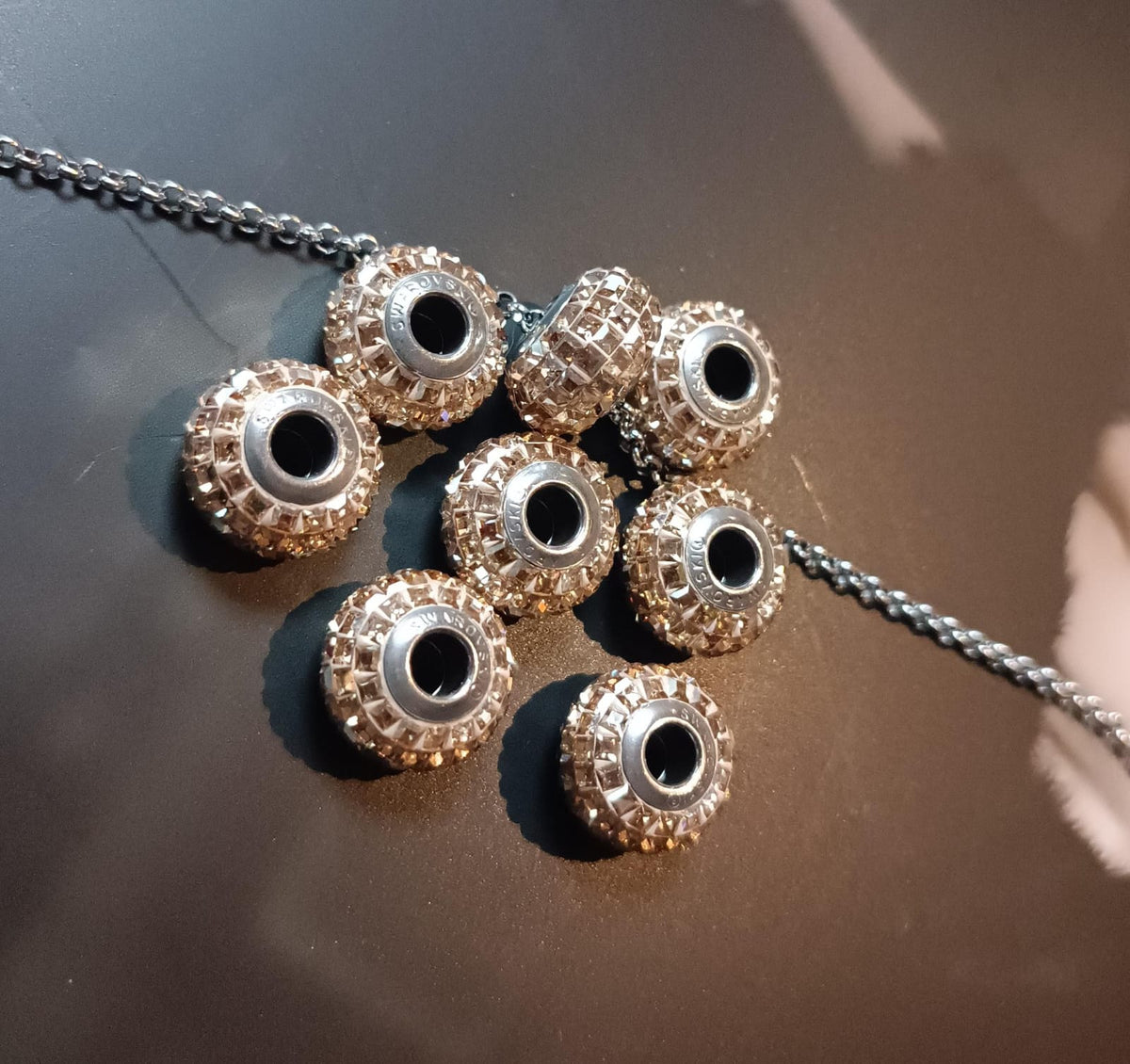 Swarovski® Charms Besatz Golden Shadow Square 15mm