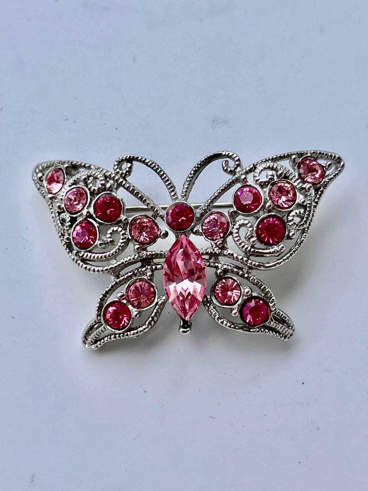 8478 Vintage Schmetterling Swarovski Kristallen Brosche 47mm