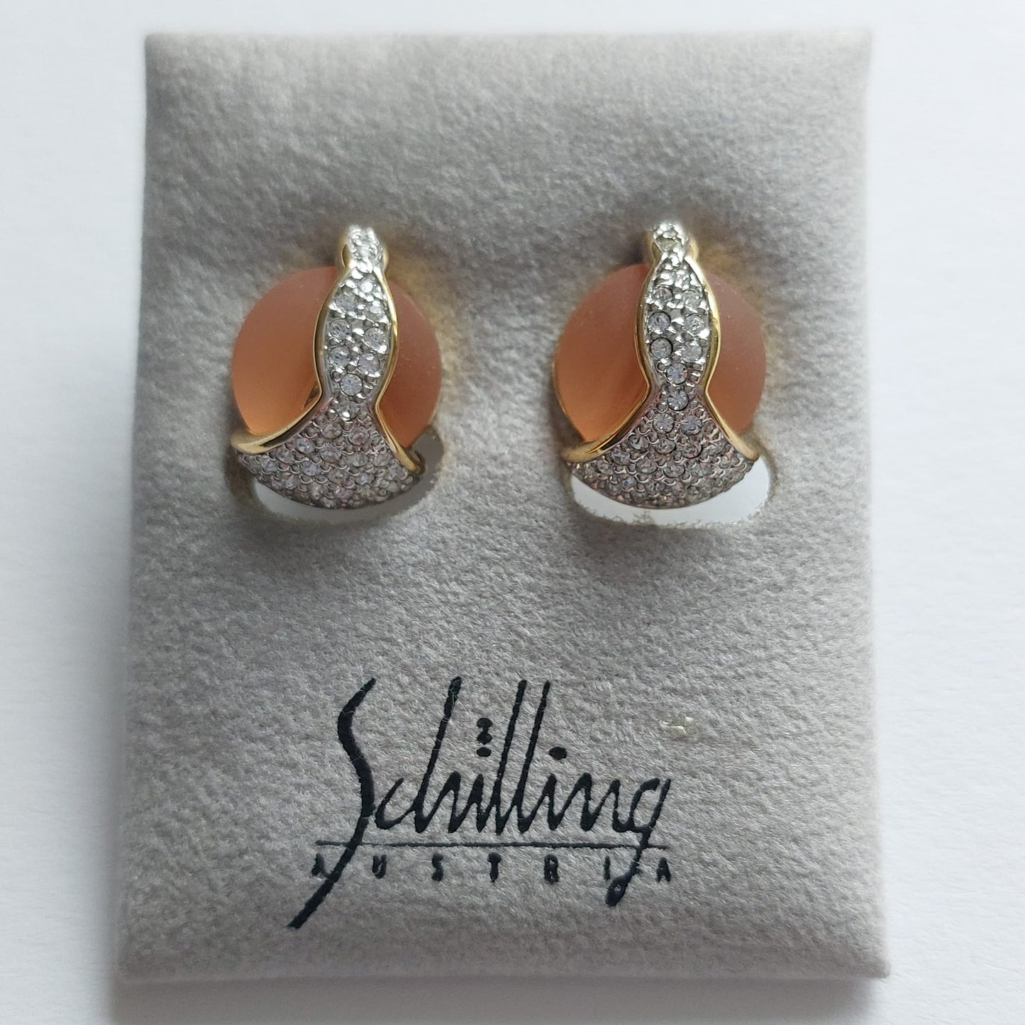 Original Vintage Schilling Austria Ohrclip Klar Matt 18mm