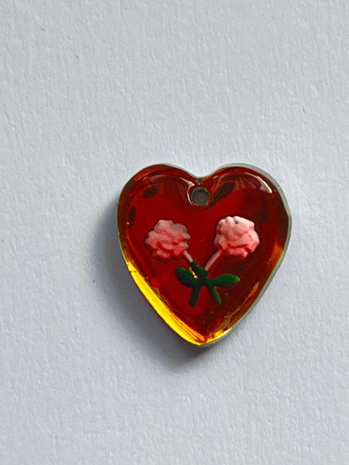 1085 Vintage Kristall Herz Geprägter Cabochon 11mm