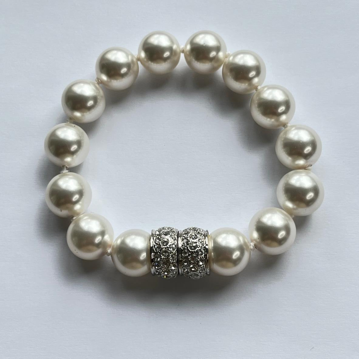 7938 Vintage Swarovski Kristallen & Perlen Armband 23cm