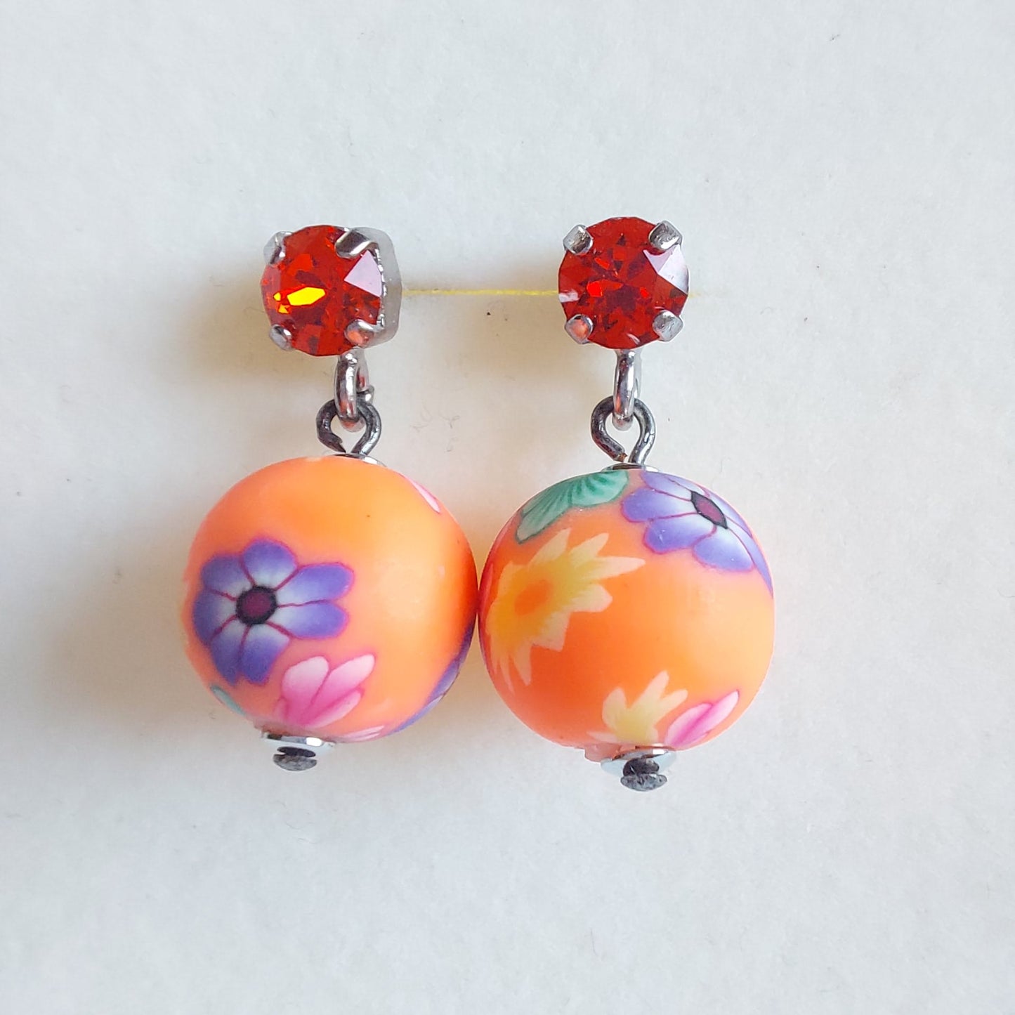 3506 Vintage-Ohrringe mit Swarovski Kristallen 25mm