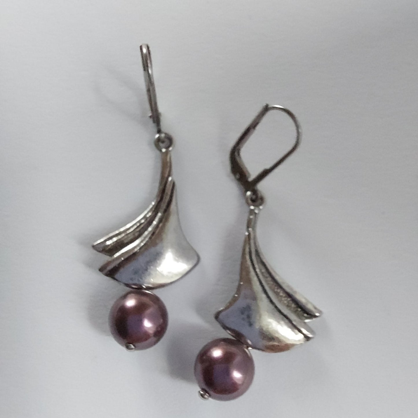 3446 Vintage-Ohrringe mit Swarovski Pearls 45mm