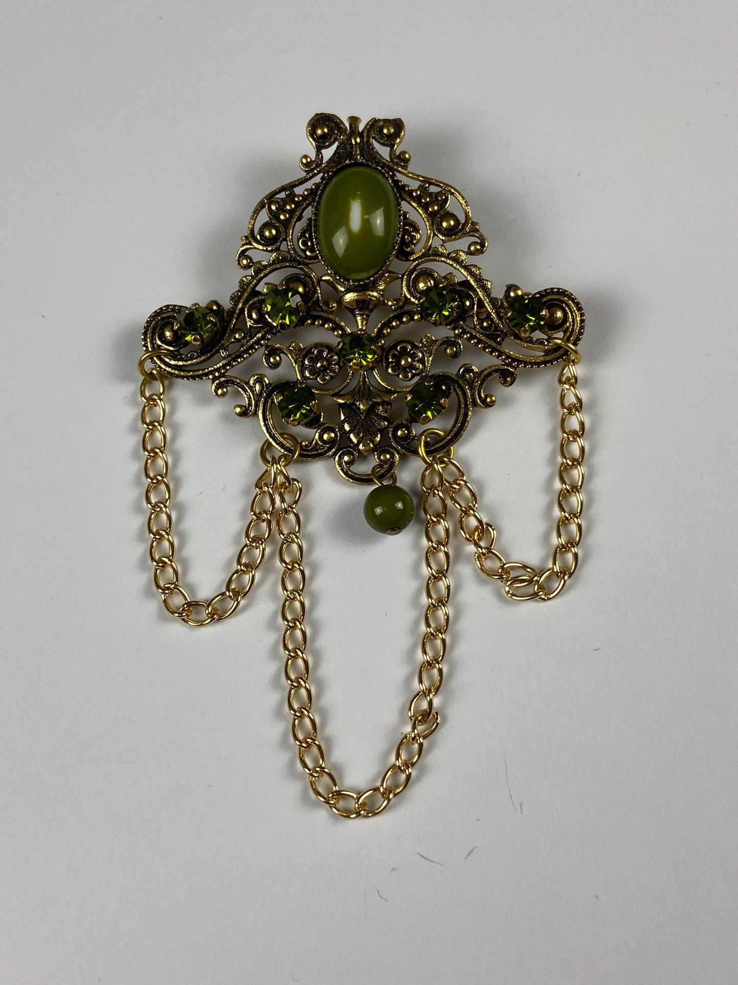8170 Vintage Viktorianische Kronleuchter Brosche mit Swarovski Kristallen 54x86,5mm