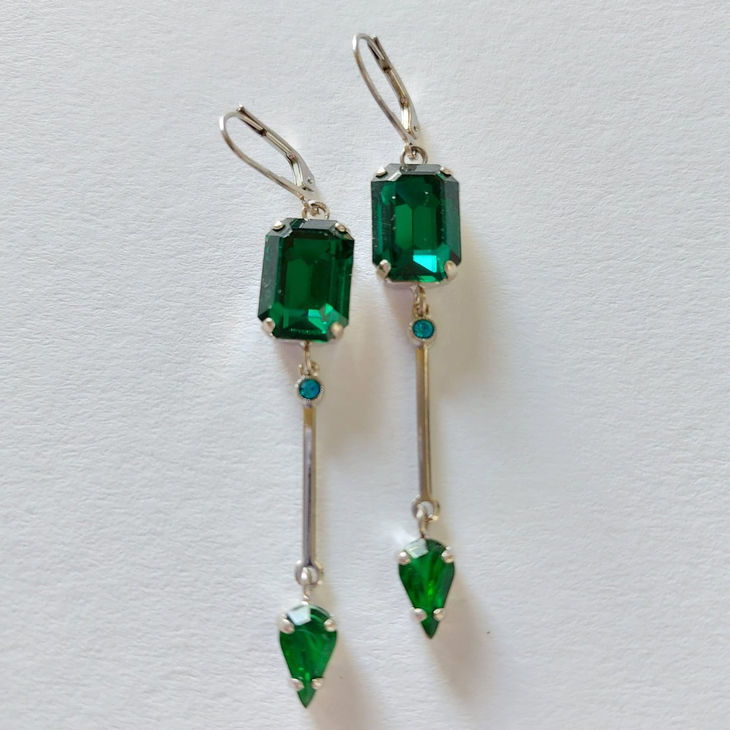 3384 Vintage-Ohrringe mit Swarovski Kristallen 70mm