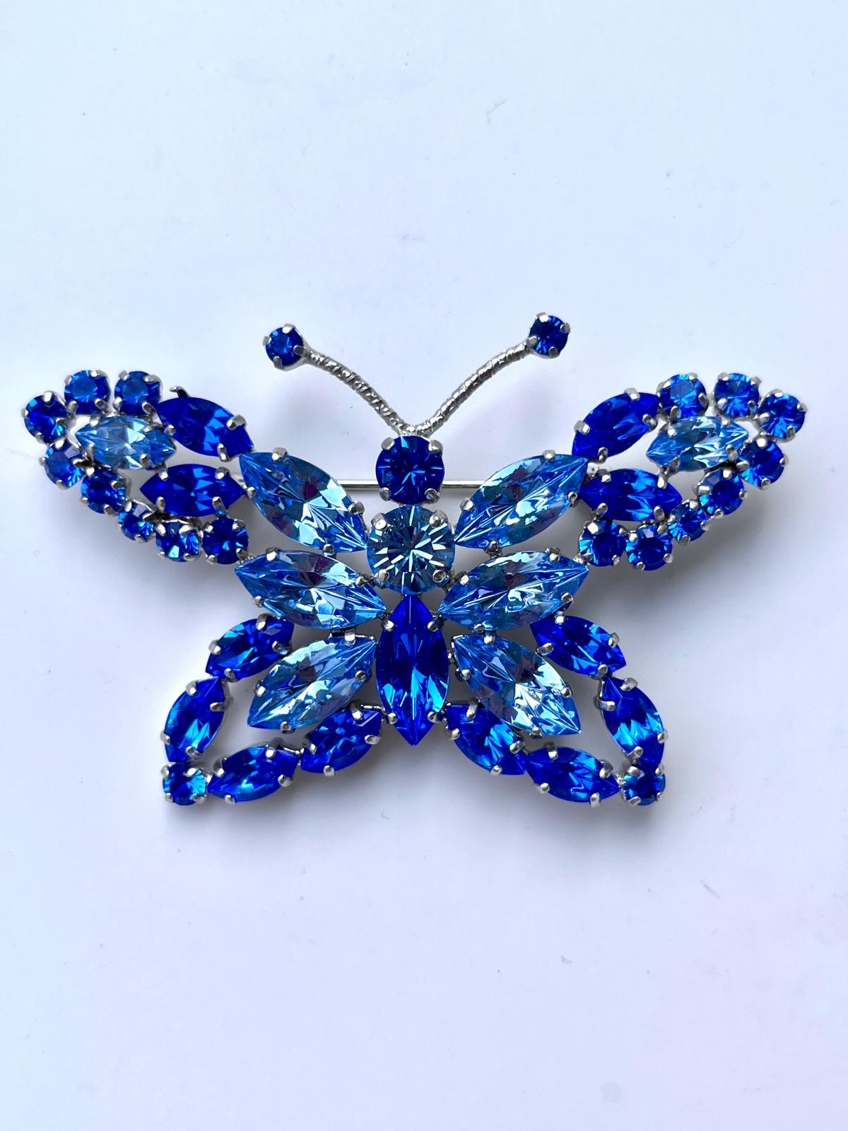8446 Vintage Schmetterling Swarovski Kristallen Brosche 70mm