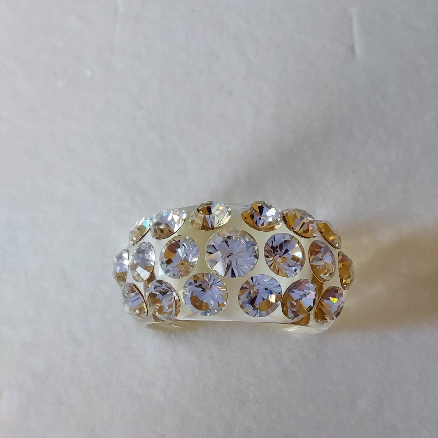 9869 Vintage Klarer Acrylring Mit Swarovski Kristallen