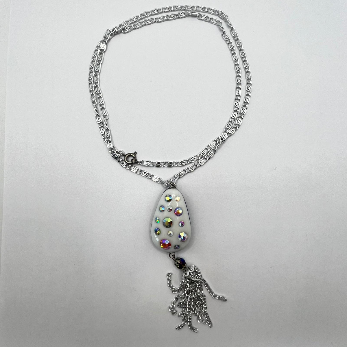 6378 Vintage Swarovski Kristallen Halskette mit Wendeanhänger 62cm