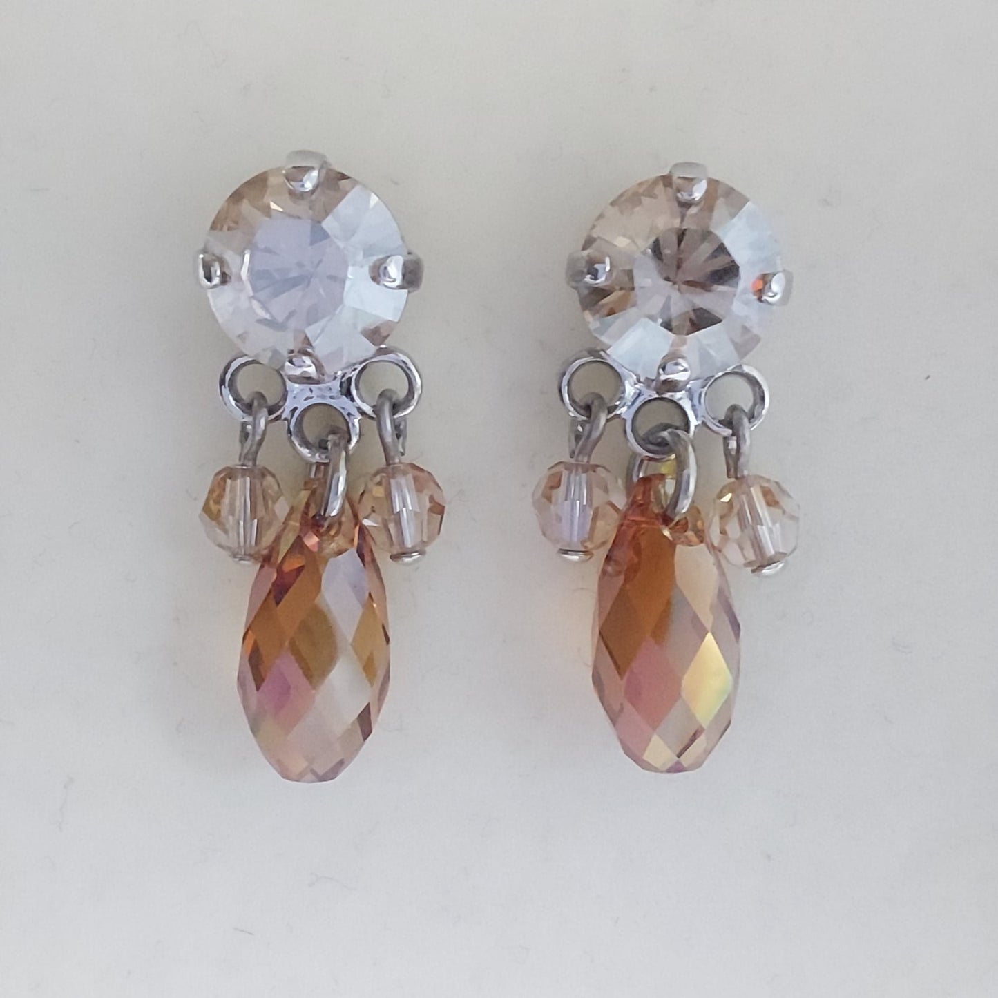 3189 Vintage-Ohrringe mit Swarovski Kristallen & Perlen 25mm
