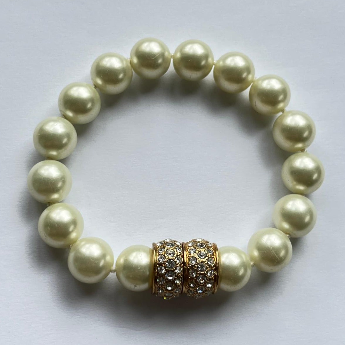 7940 Vintage Swarovski Kristallen & Perlen Armband 22cm