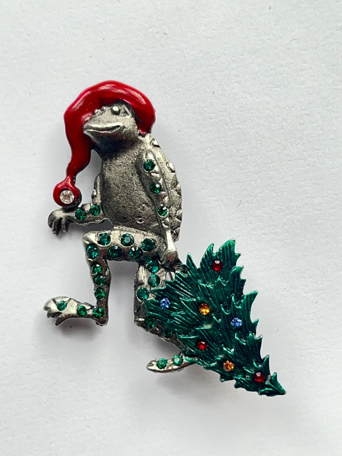 8576 Vintage Swarovski Kristallen Weihnachtsfrosch Brosche 55m