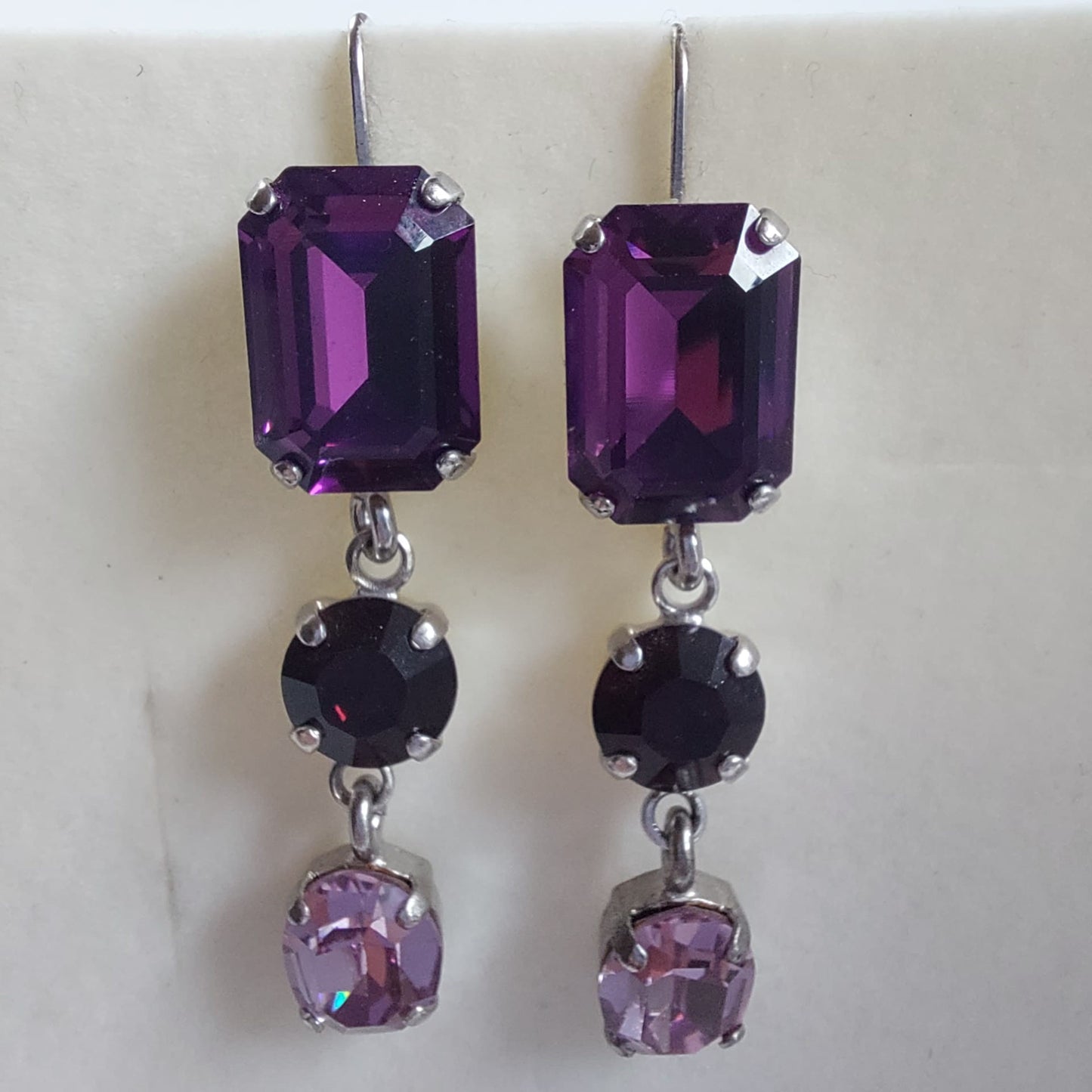 3582 Vintage Ohrringe mit Swarovski Kristallen 50mm