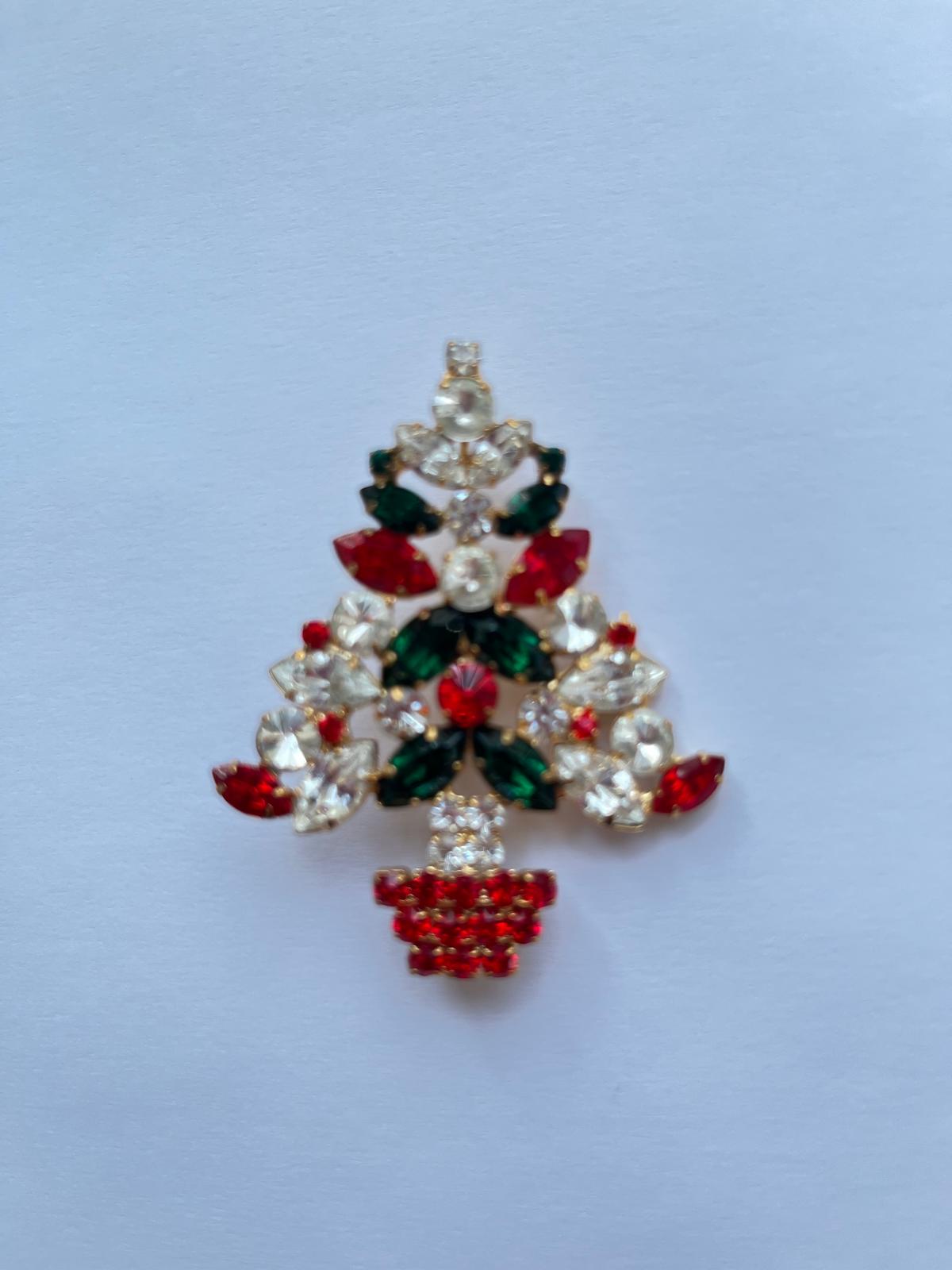 8494 Vintage Weihnachtsbaum Swarovski Kristallen Brosche 55mm