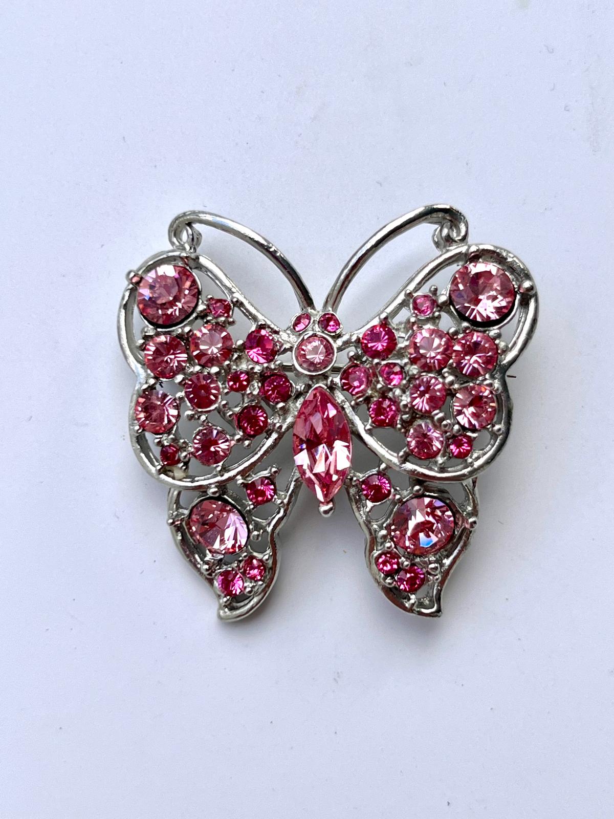 8467 Vintage Schmetterling Swarovski Kristallen Brosche 35mm