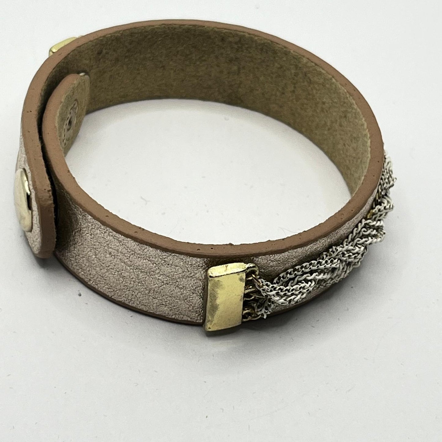 7065 Vintage Swarovski Kristallen Leder Armband mit Ösenknopf 20cm