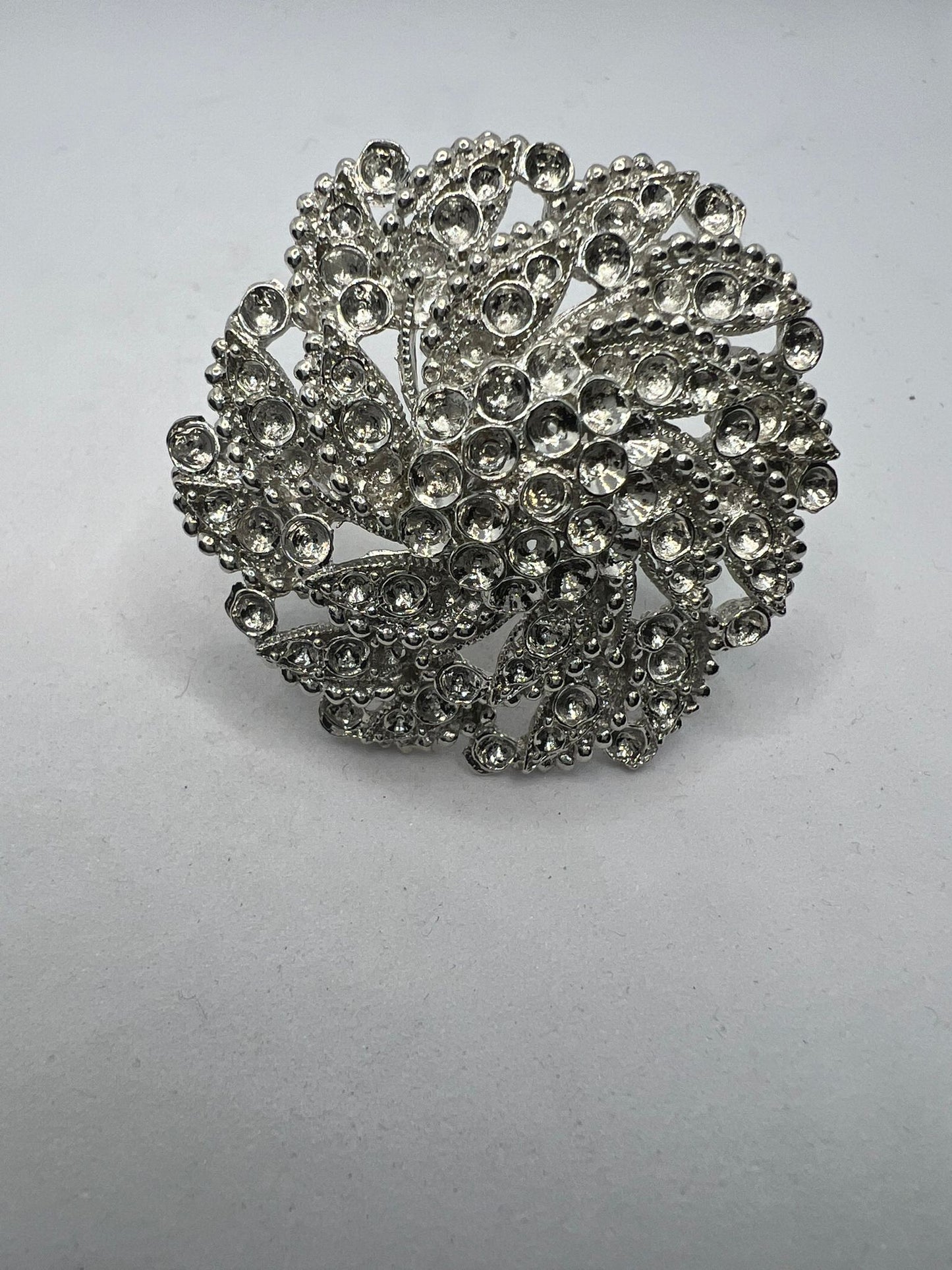 2486 Vintage Leerer Rhodium Schalhalter zum Befüllen mit Ceralun oder Swarovski Kristallen 50mm