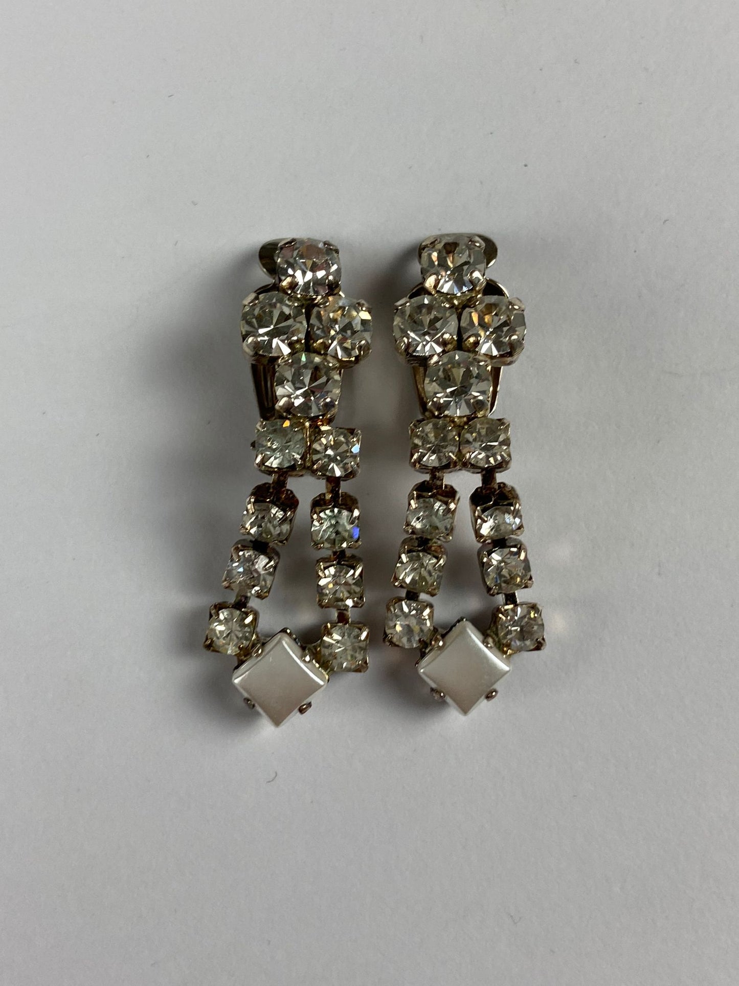 3161 Vintage Ohrclips mit Swarovski Kristallen 42,5mm