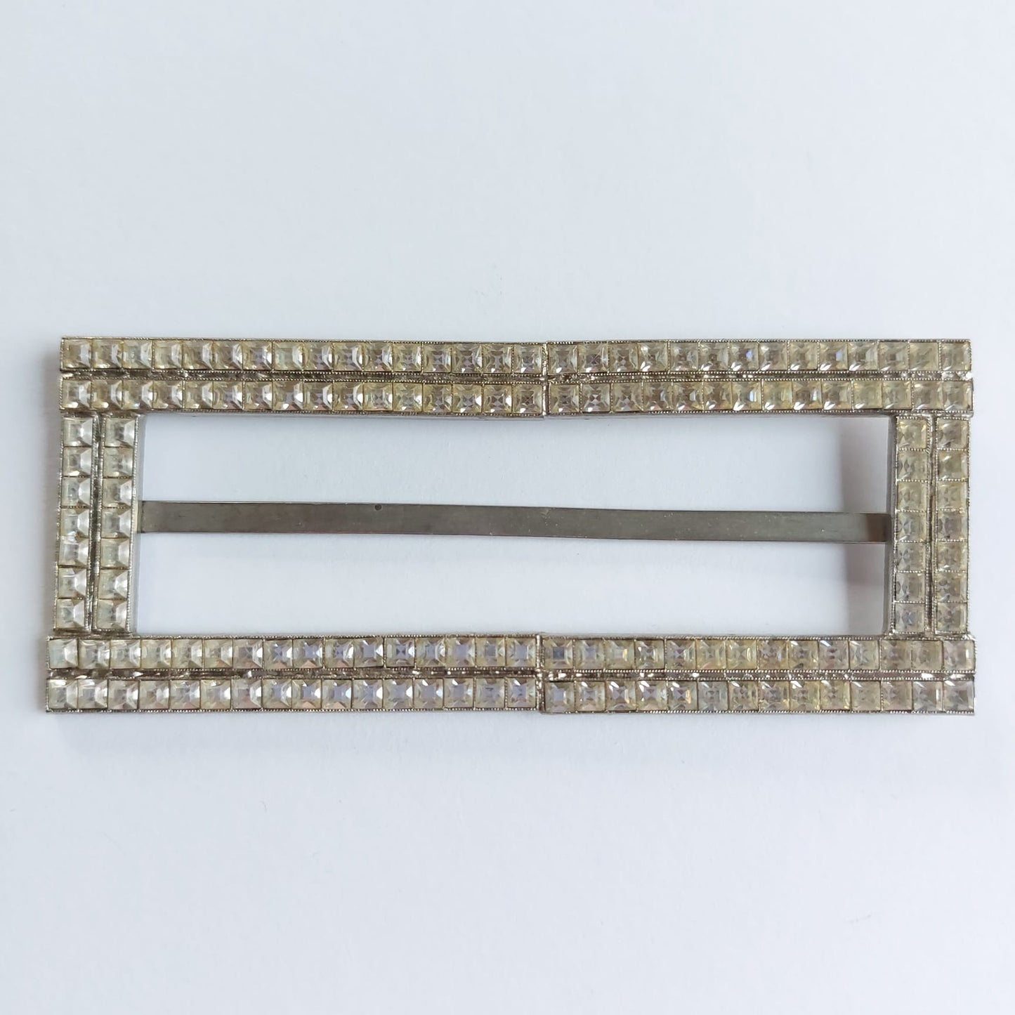 2013 Silberne Gürtelschnalle mit Swarovski Kristallen 100x40mm