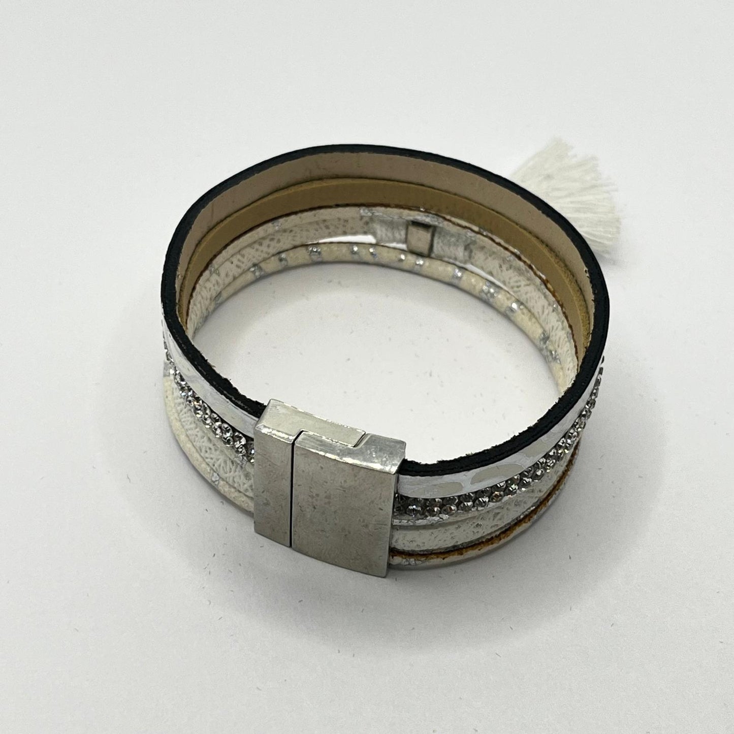 7043 Vintage Swarovski Kristallen Mehrlagiges Leder Armband 18cm