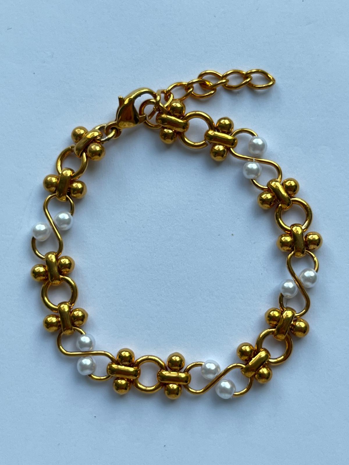 7933 Vintage Swarovski Kristallen & Perlen Armband 18cm