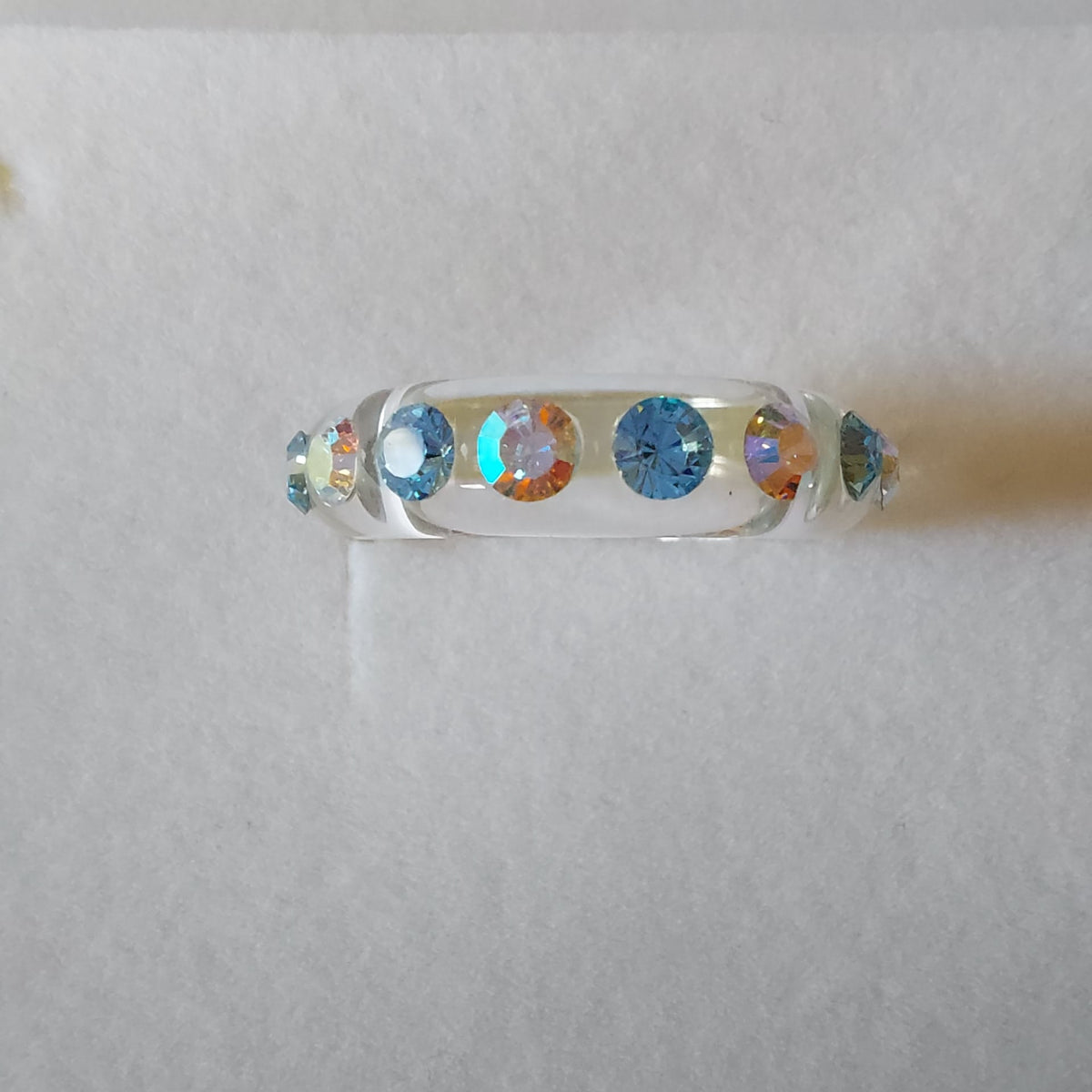 9866 Vintage Klarer Acrylring Mit Swarovski Kristallen