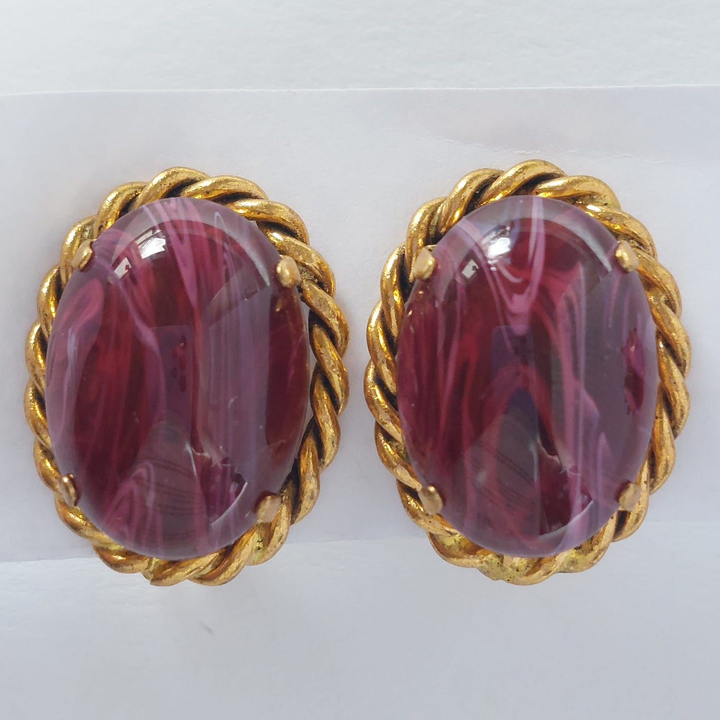 3724 Vintage Ohrclips, besetzt mit Cabochon 20x16mm