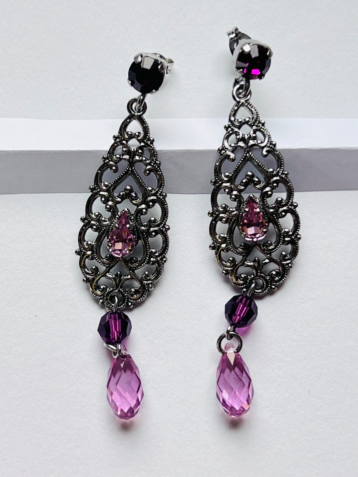 3929 Vintage Earring mit Swarovski Crystals 70mm