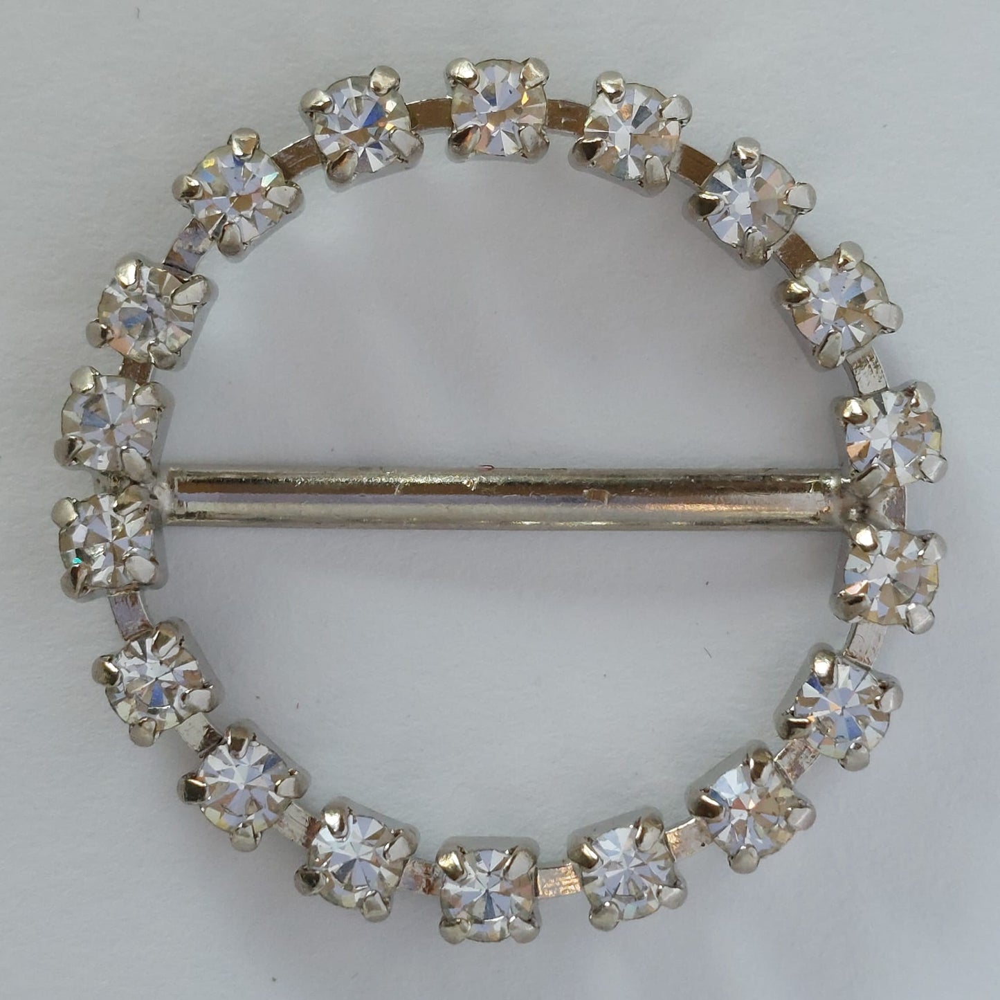 2055 Silberne Gürtelschnalle mit Swarovski Kristallen 32mm