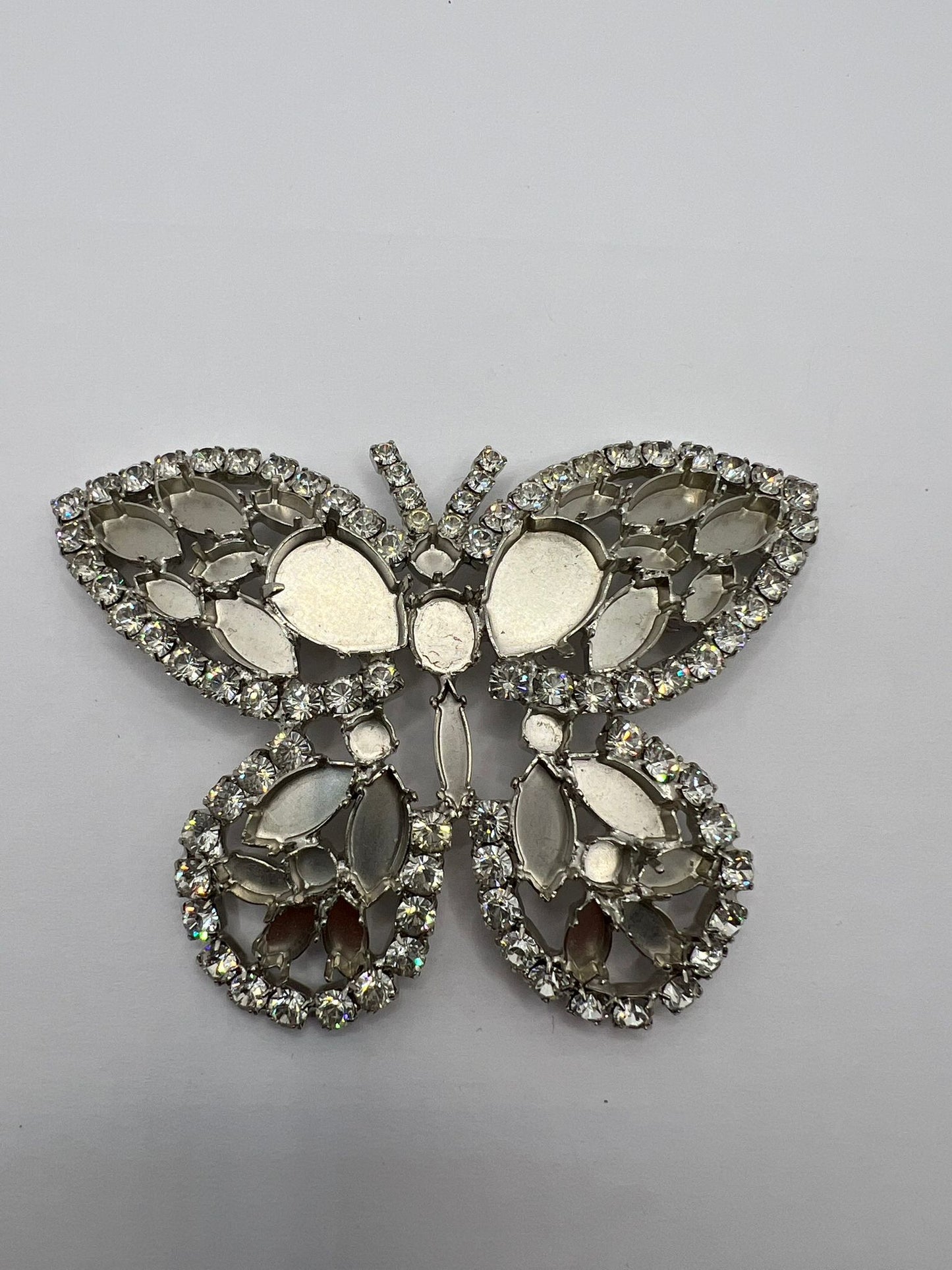 8914 Vintage halb gefüllt Rhodium Brosche zur Komplettierung mit Swarovski Kristallen füllen 90mm