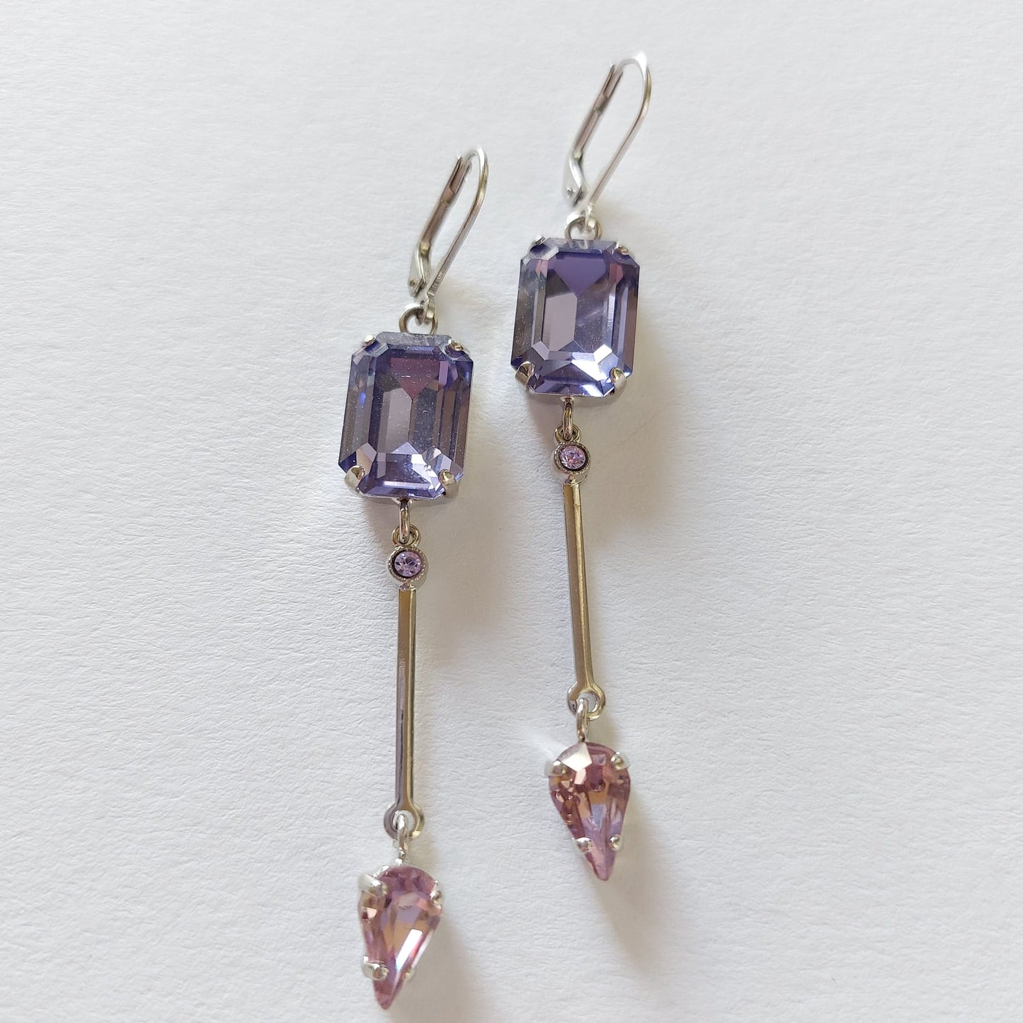 3383 Vintage-Ohrringe mit Swarovski Kristallen 70mm