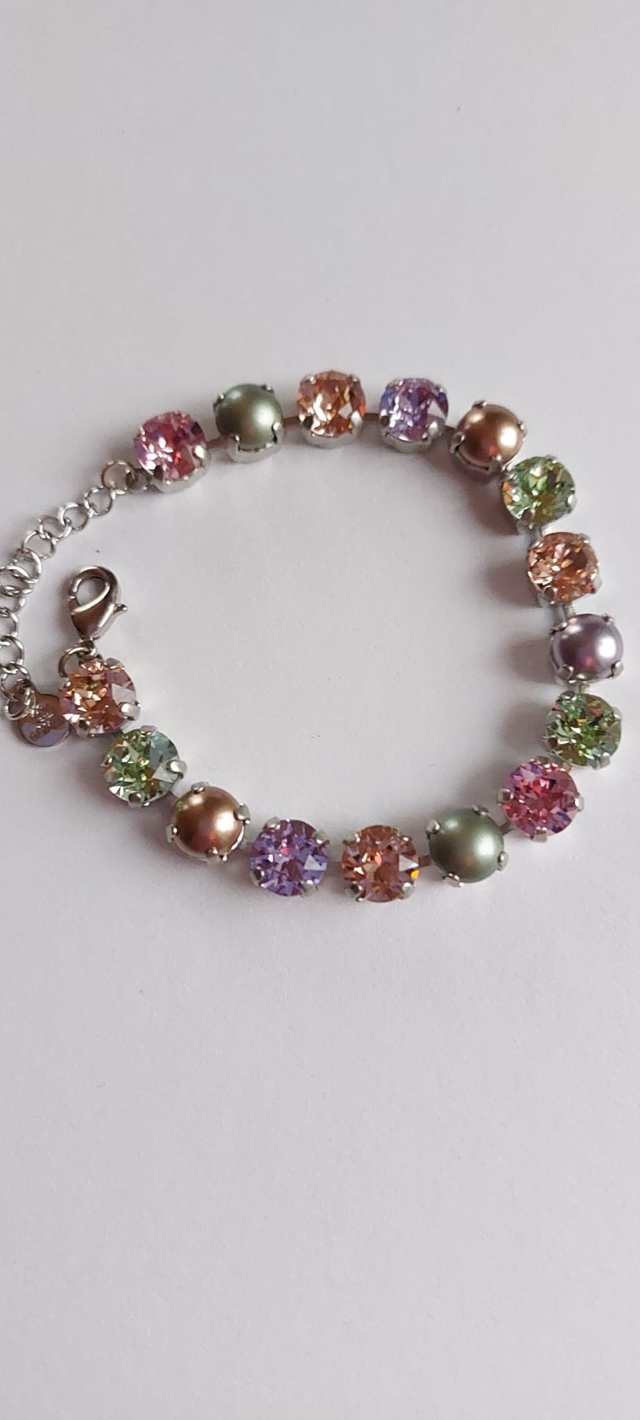 7997 Vintage-Armband mit Swarovski-Kristallen und Perlen 16cm