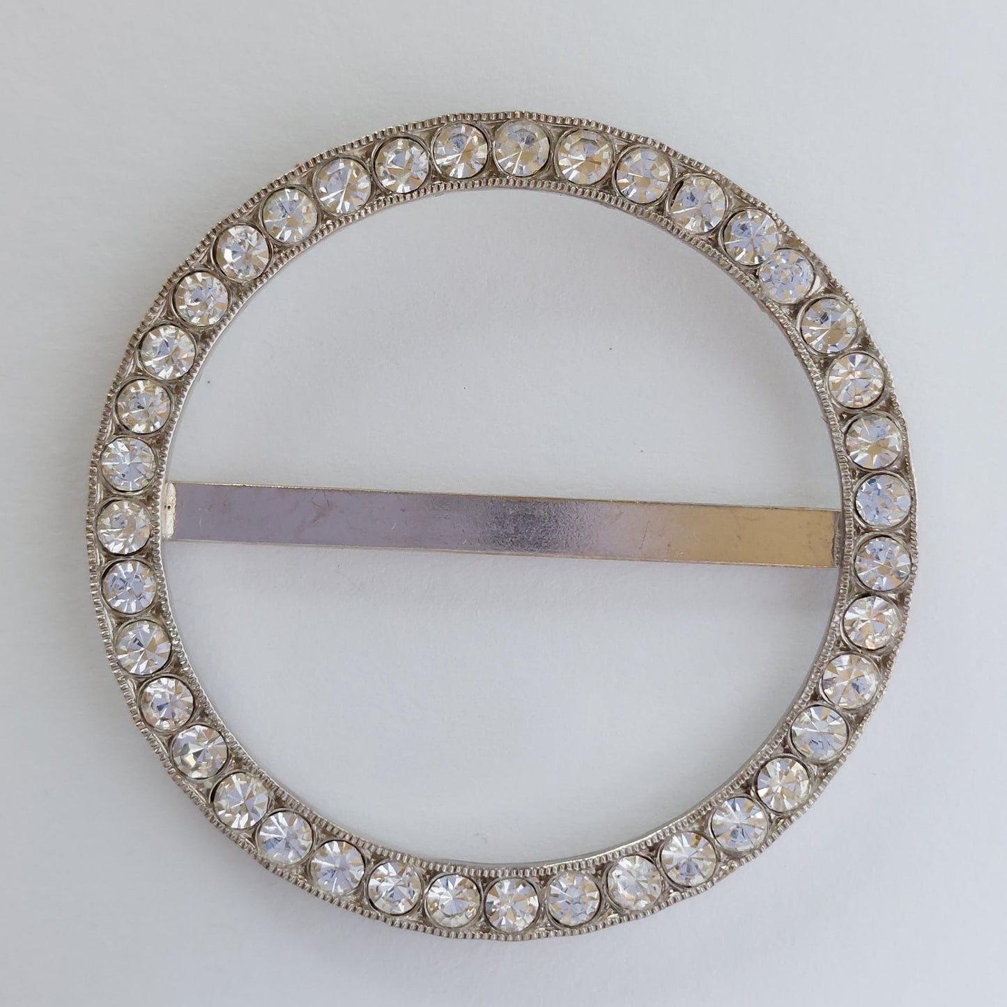 2029 Silberne Gürtelschnalle mit Swarovski Kristallen 46mm