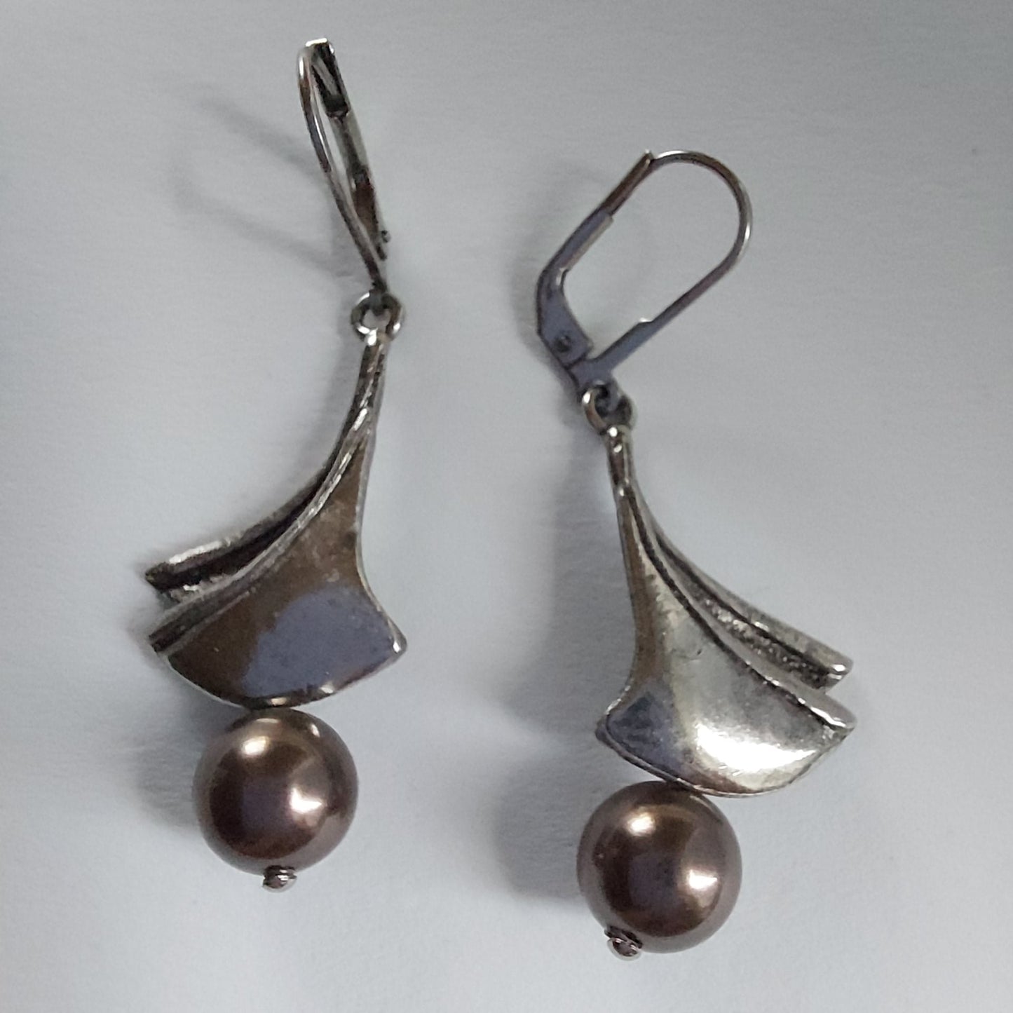 3445 Vintage-Ohrringe mit Swarovski Pearls 45mm